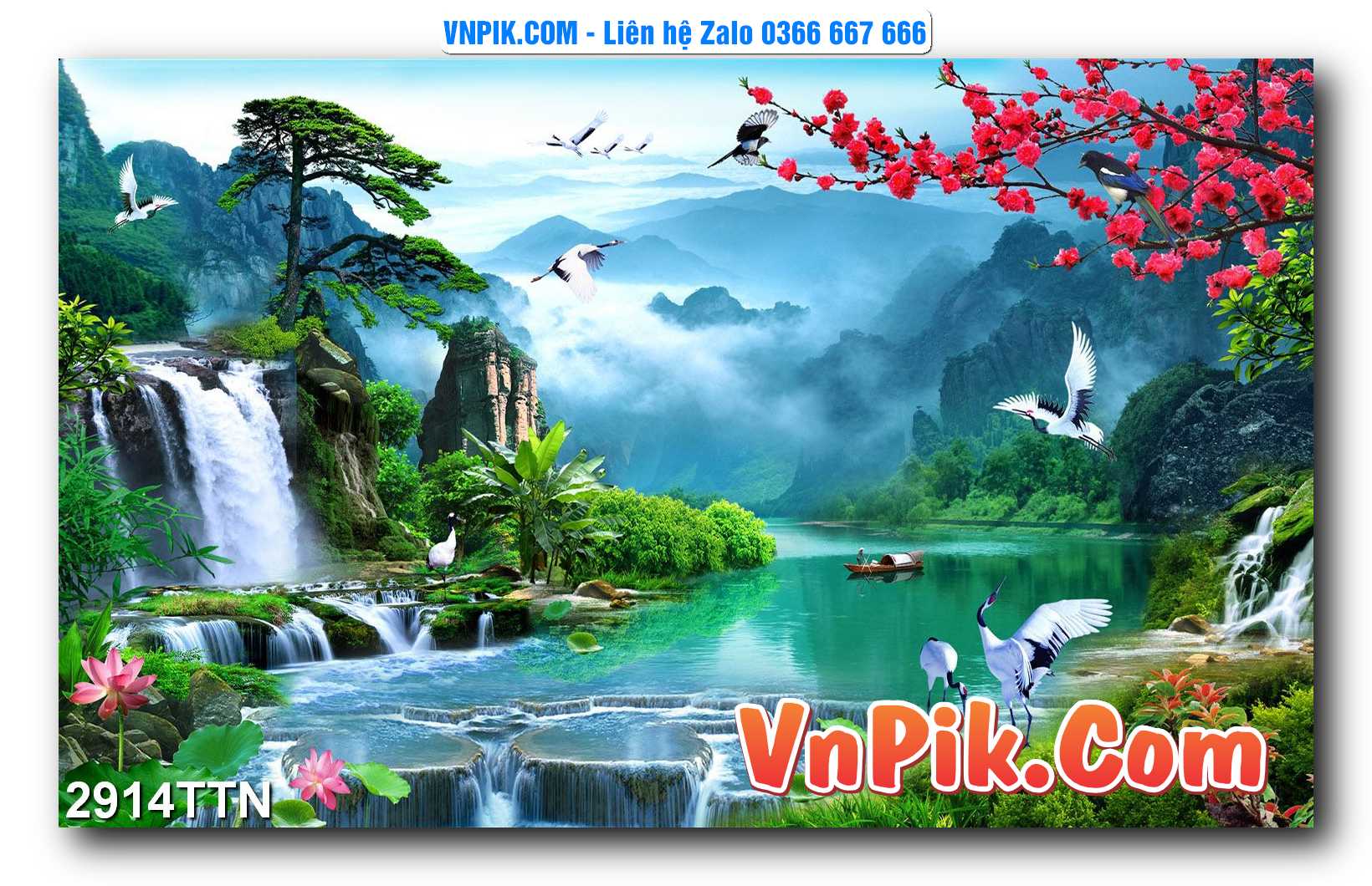 Tranh thác nước – Tranh phong thủy – Tranh treo tường mã 2914TTN