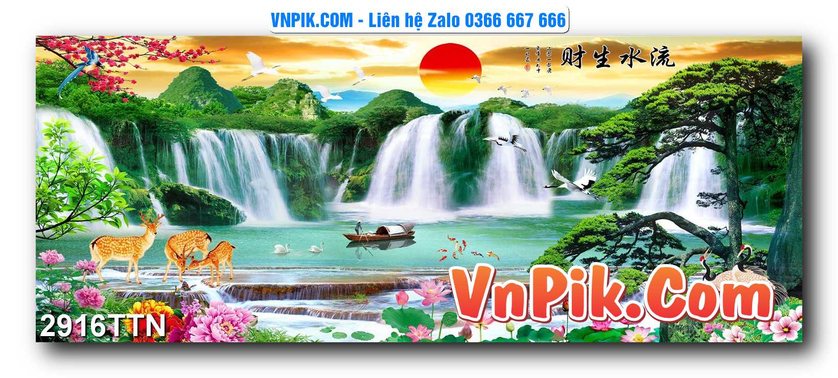 Tranh thác nước – Tranh phong thủy – Tranh treo tường mã 2916TTN
