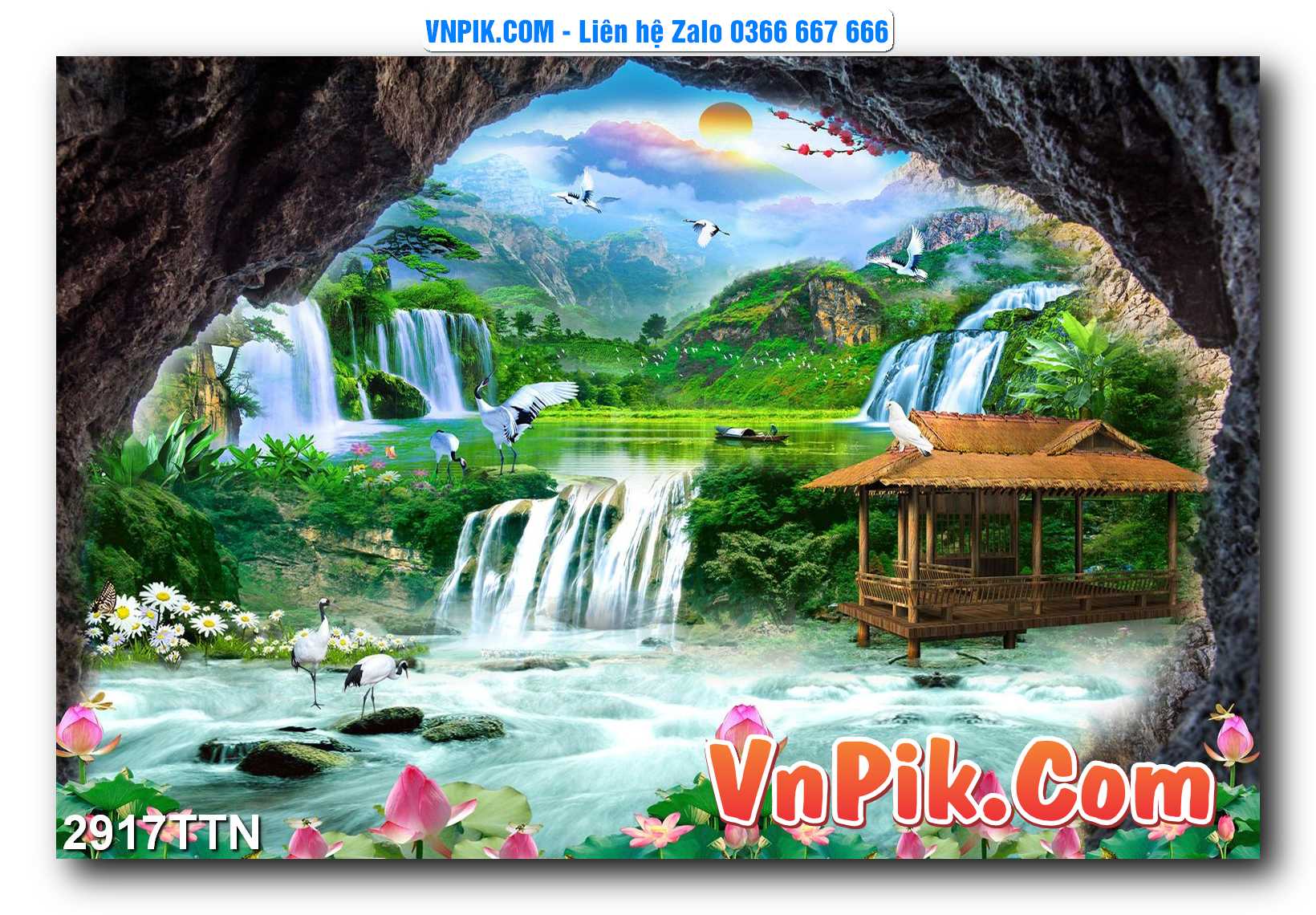 Tranh thác nước – Tranh phong thủy – Tranh treo tường mã 2917TTN