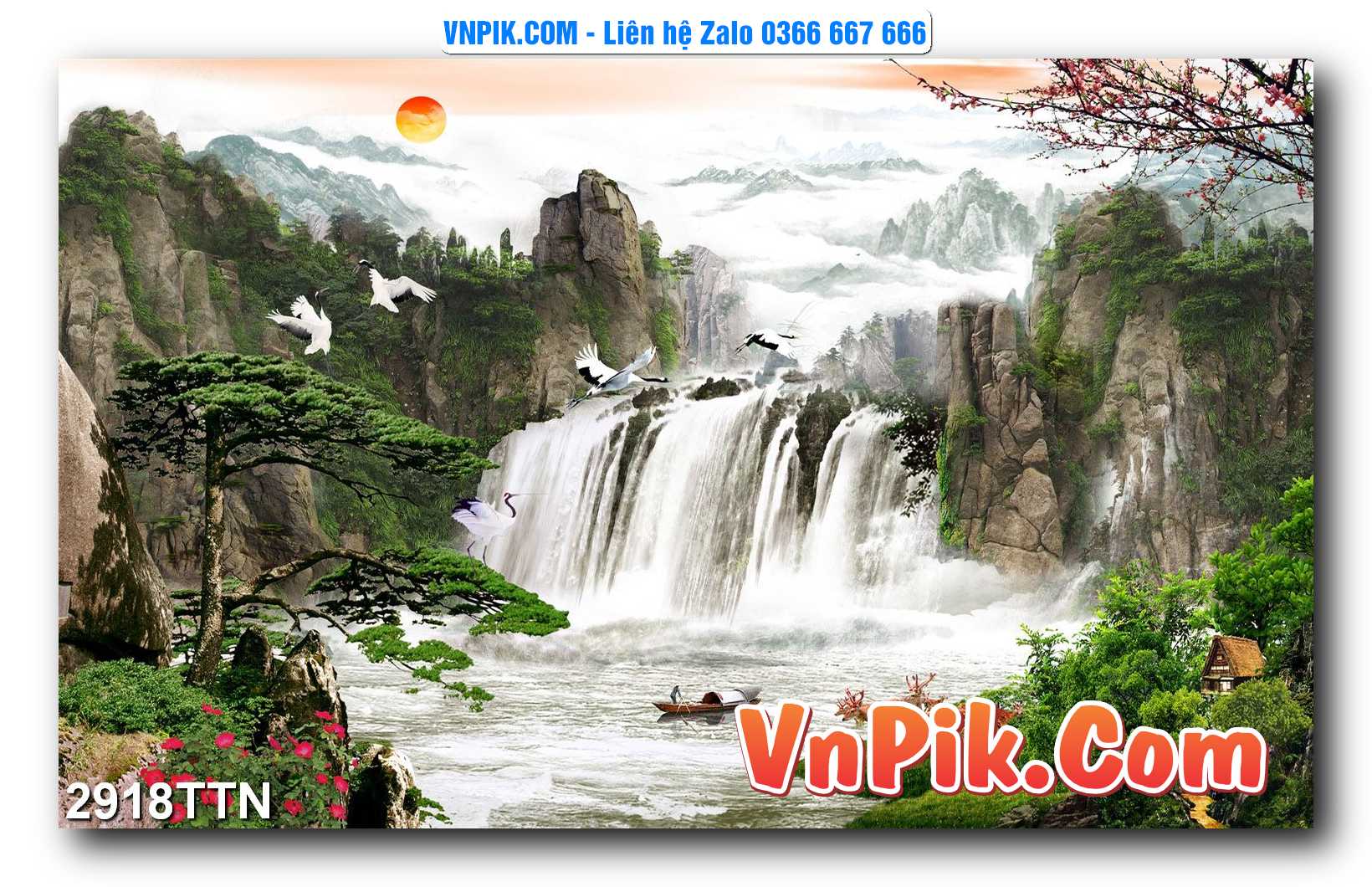 Tranh thác nước – Tranh phong thủy – Tranh treo tường mã 2918TTN