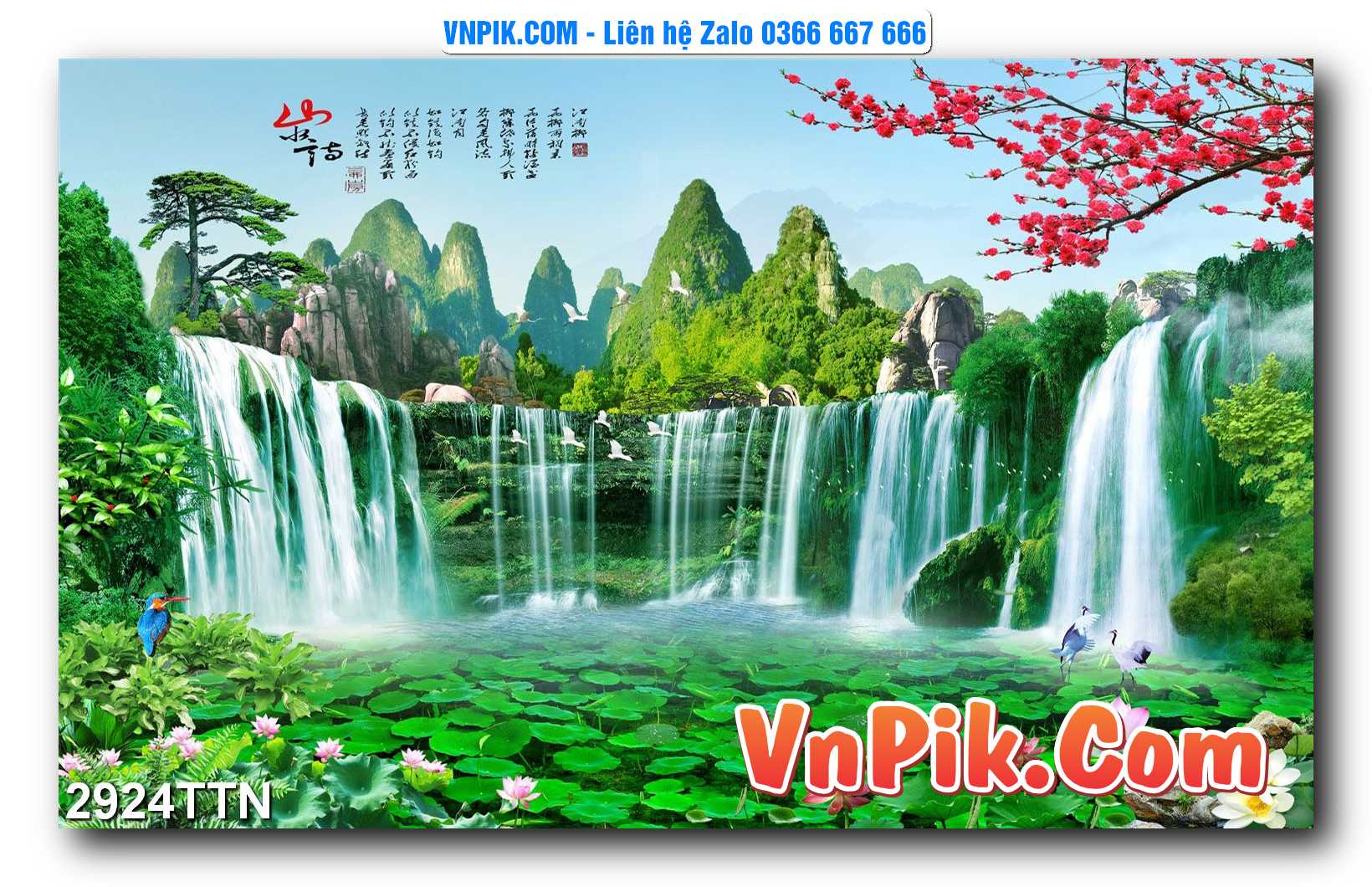 Tranh thác nước – Tranh phong thủy – Tranh treo tường mã 2924TTN