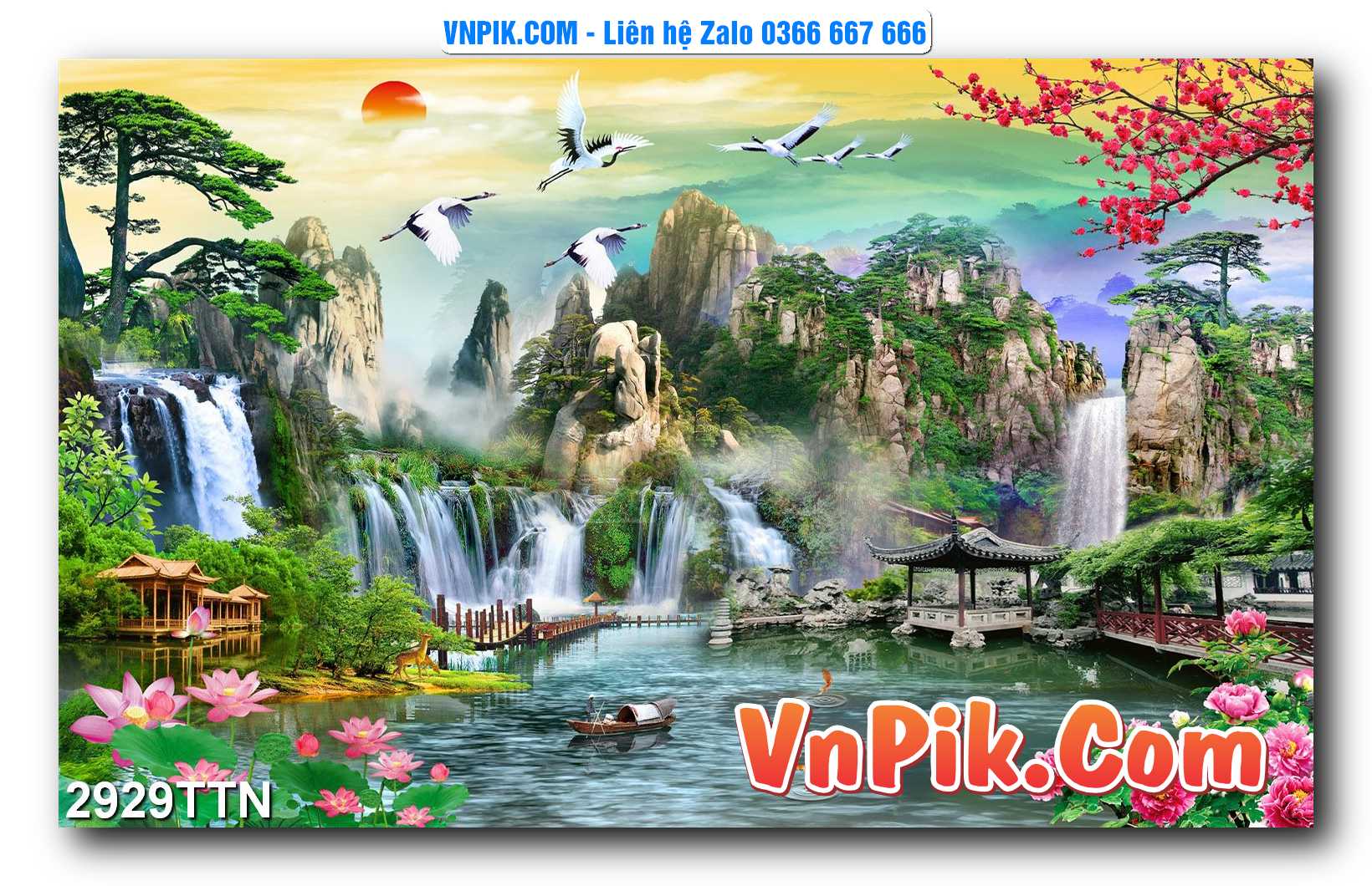 Tranh thác nước – Tranh phong thủy – Tranh treo tường mã 2929TTN