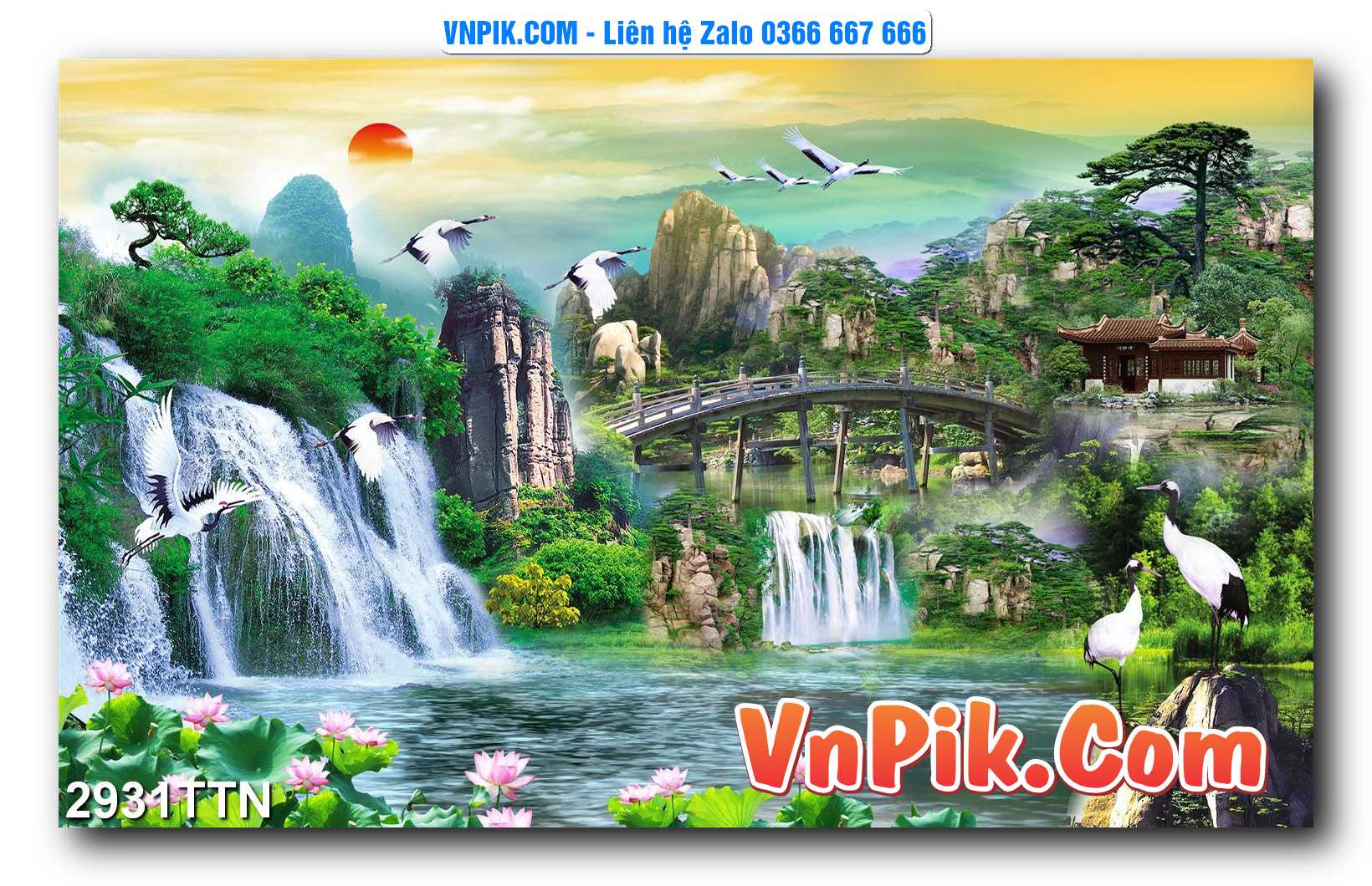 Tranh thác nước – Tranh phong thủy – Tranh treo tường mã 2931TTN