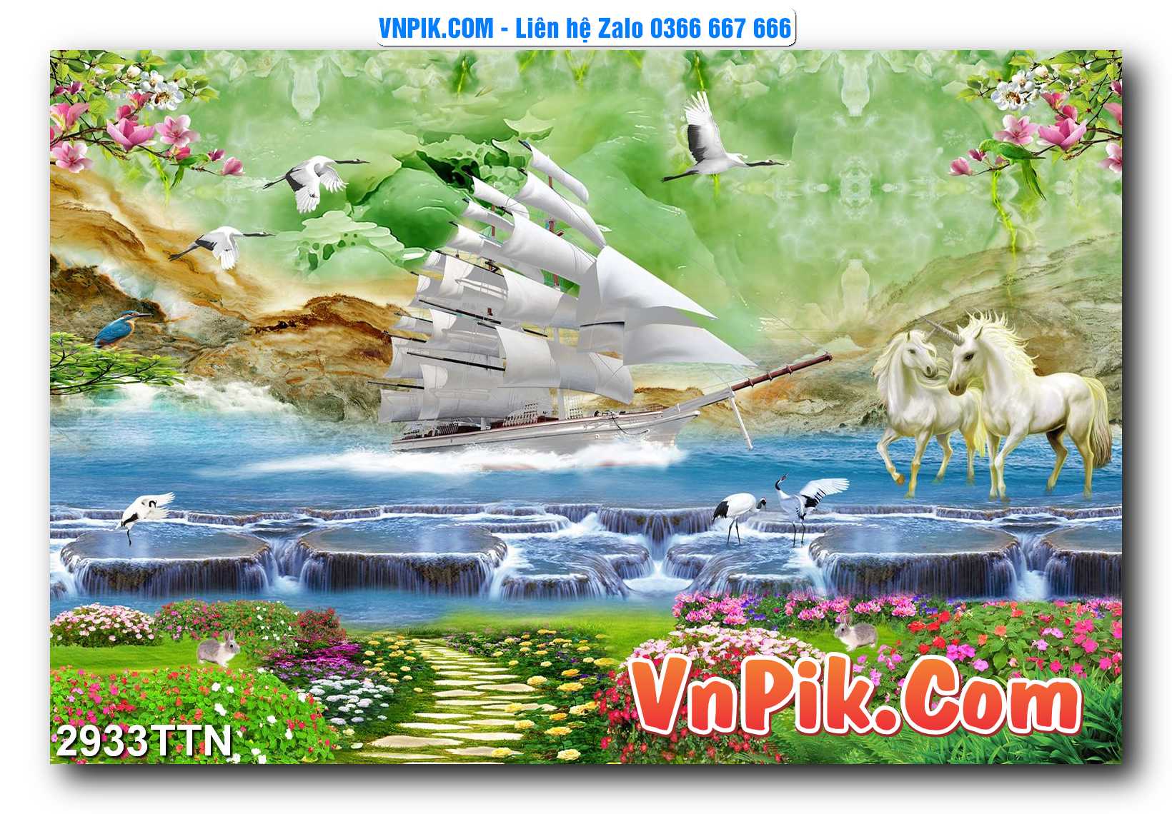Tranh thác nước – Tranh phong thủy – Tranh treo tường mã 2933TTN