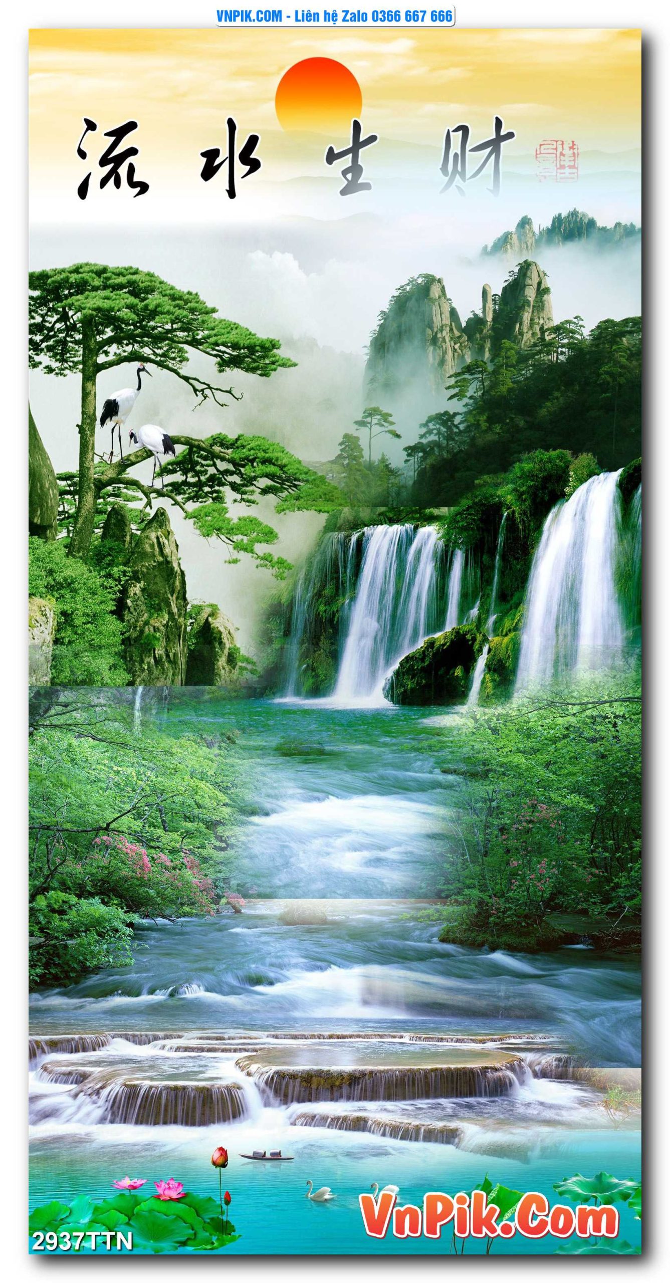 Tranh thác nước – Tranh phong thủy – Tranh treo tường mã 2937TTN