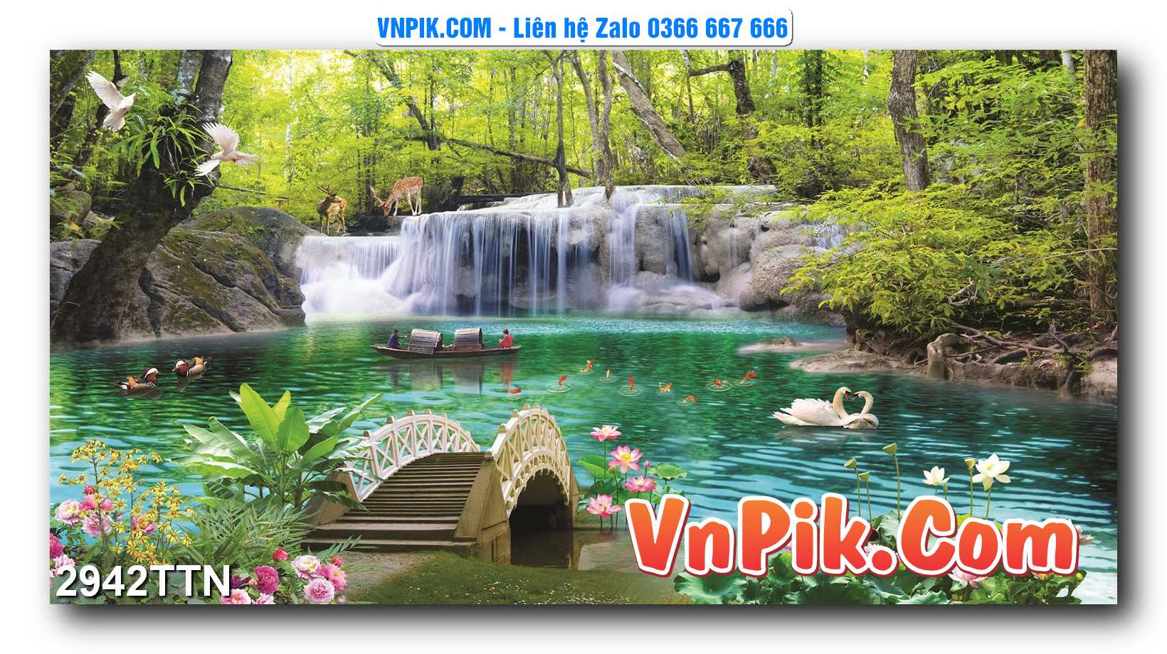 Tranh thác nước – Tranh phong thủy – Tranh treo tường mã 2942TTN