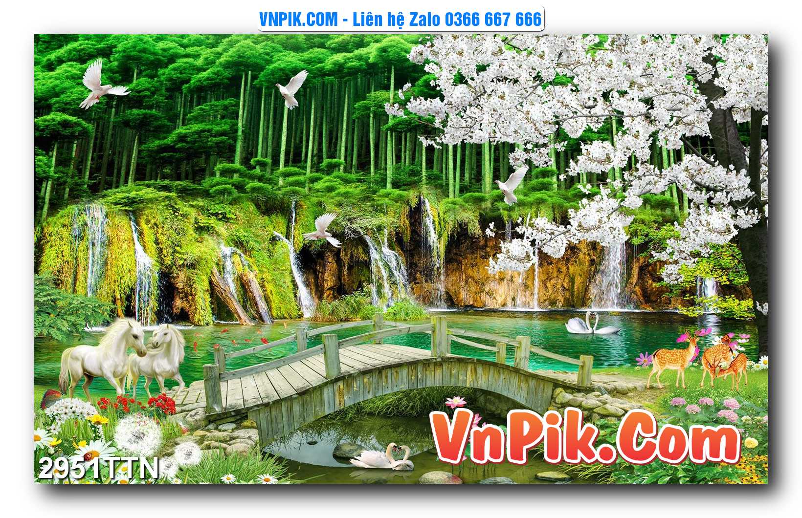 Tranh thác nước – Tranh phong thủy – Tranh treo tường mã 2951TTN