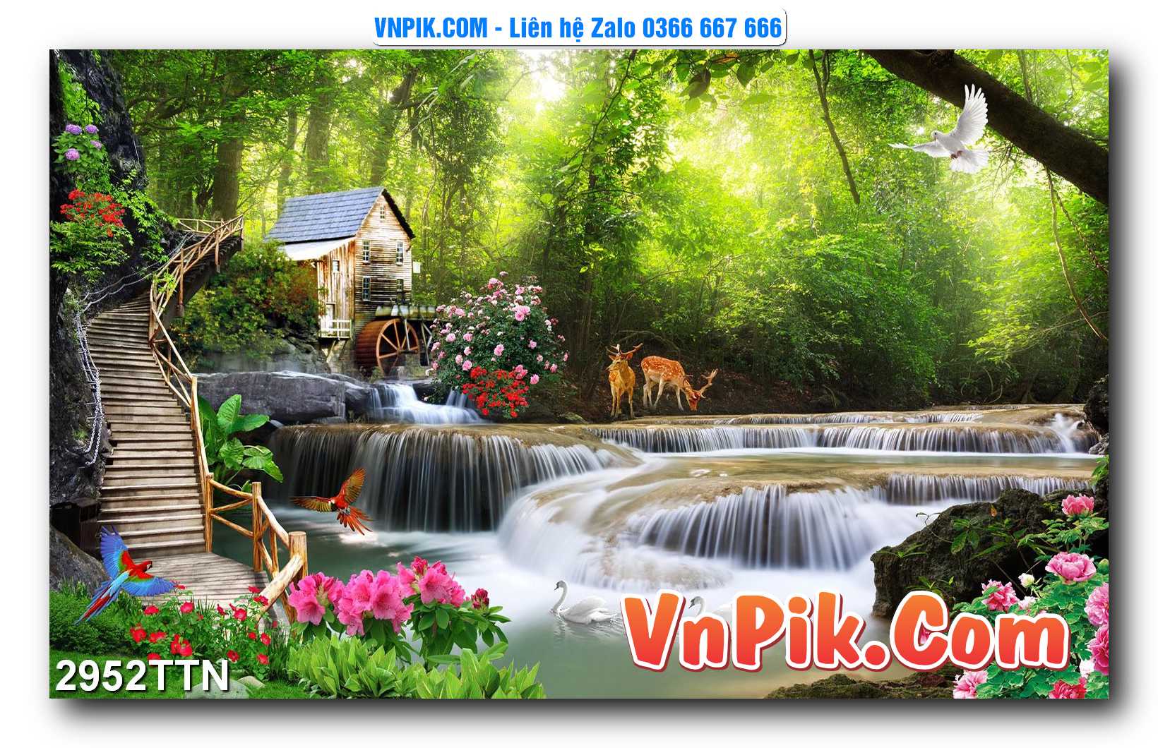 Tranh thác nước – Tranh phong thủy – Tranh treo tường mã 2952TTN