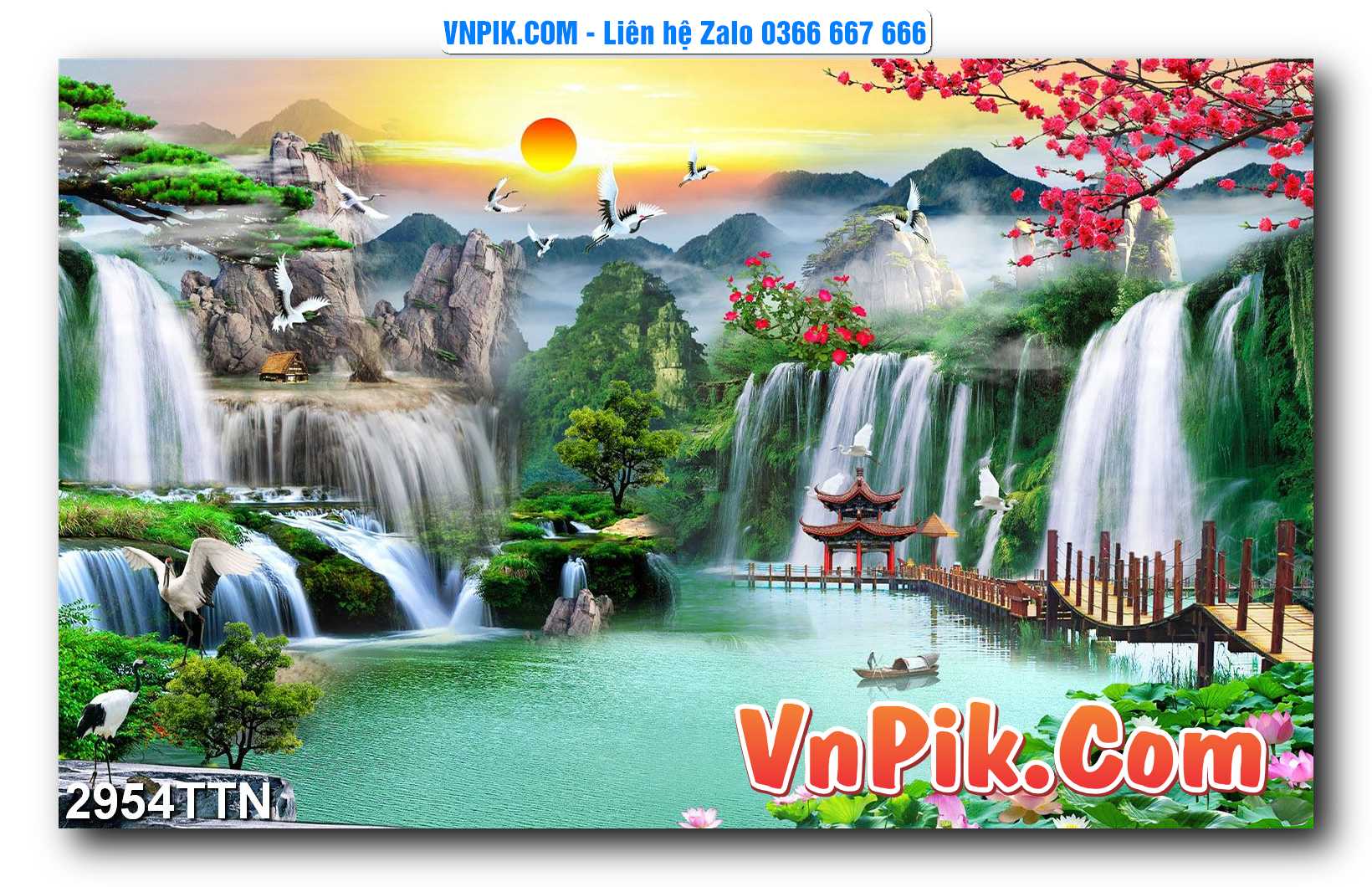Tranh thác nước – Tranh phong thủy – Tranh treo tường mã 2954TTN