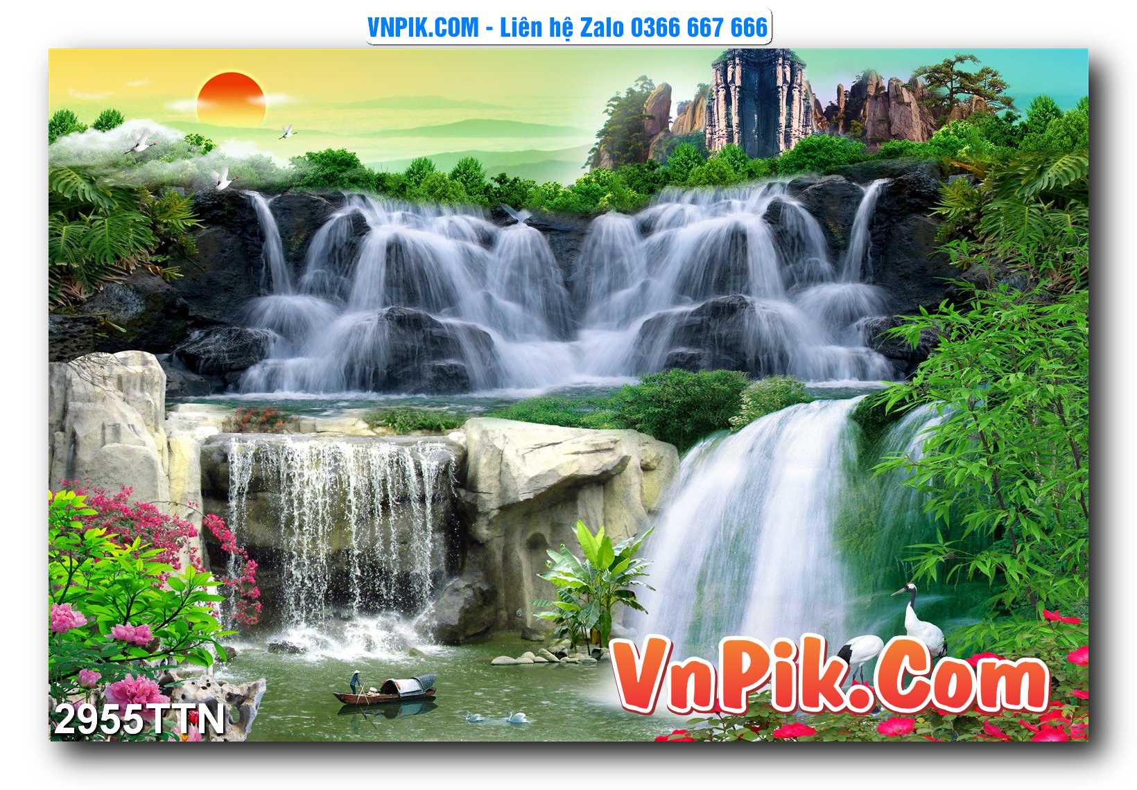 Tranh thác nước – Tranh phong thủy – Tranh treo tường mã 2955TTN