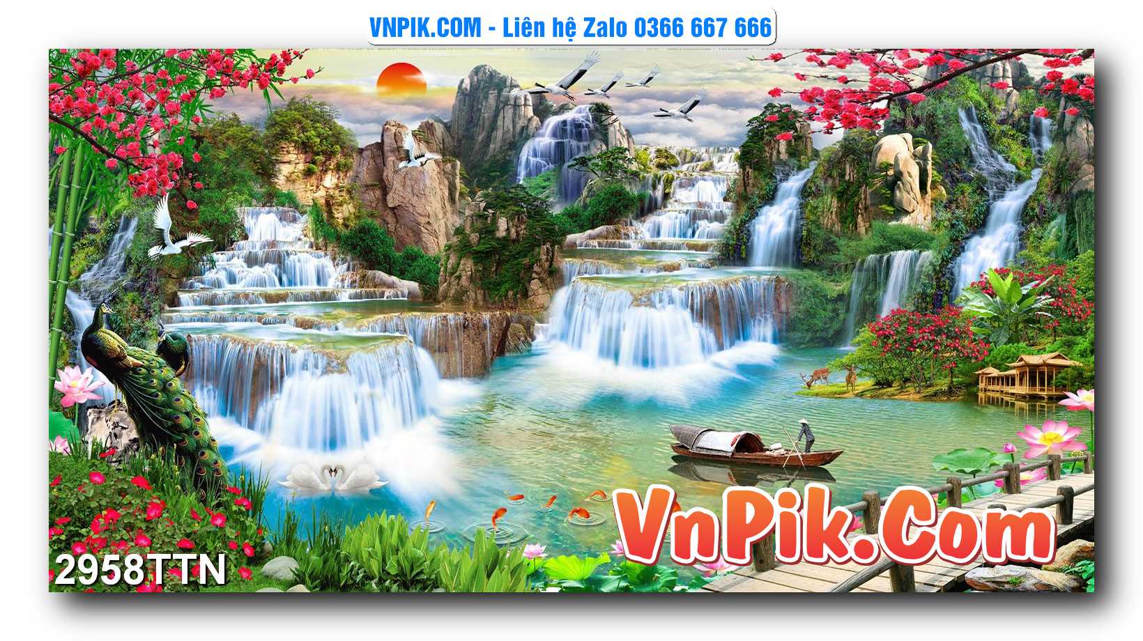 Tranh thác nước – Tranh phong thủy – Tranh treo tường mã 2958TTN