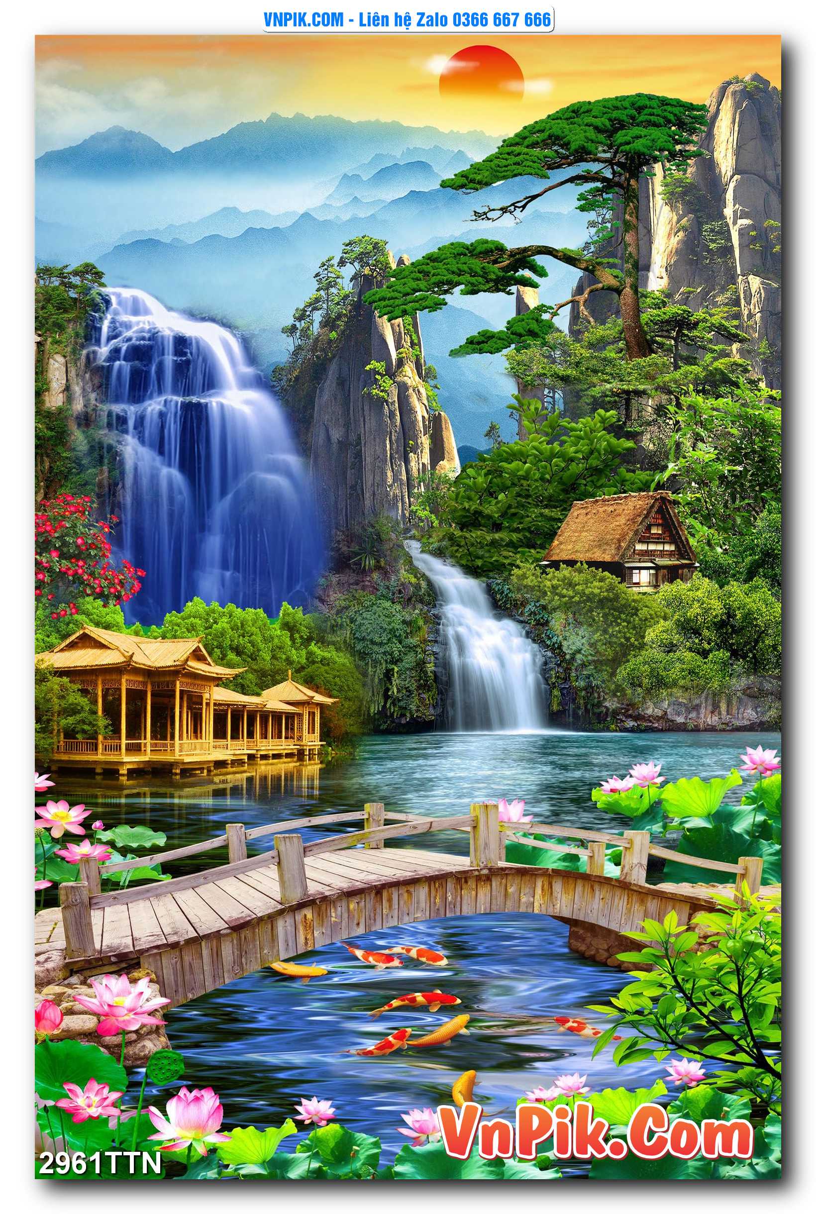 Tranh thác nước – Tranh phong thủy – Tranh treo tường mã 2961TTN