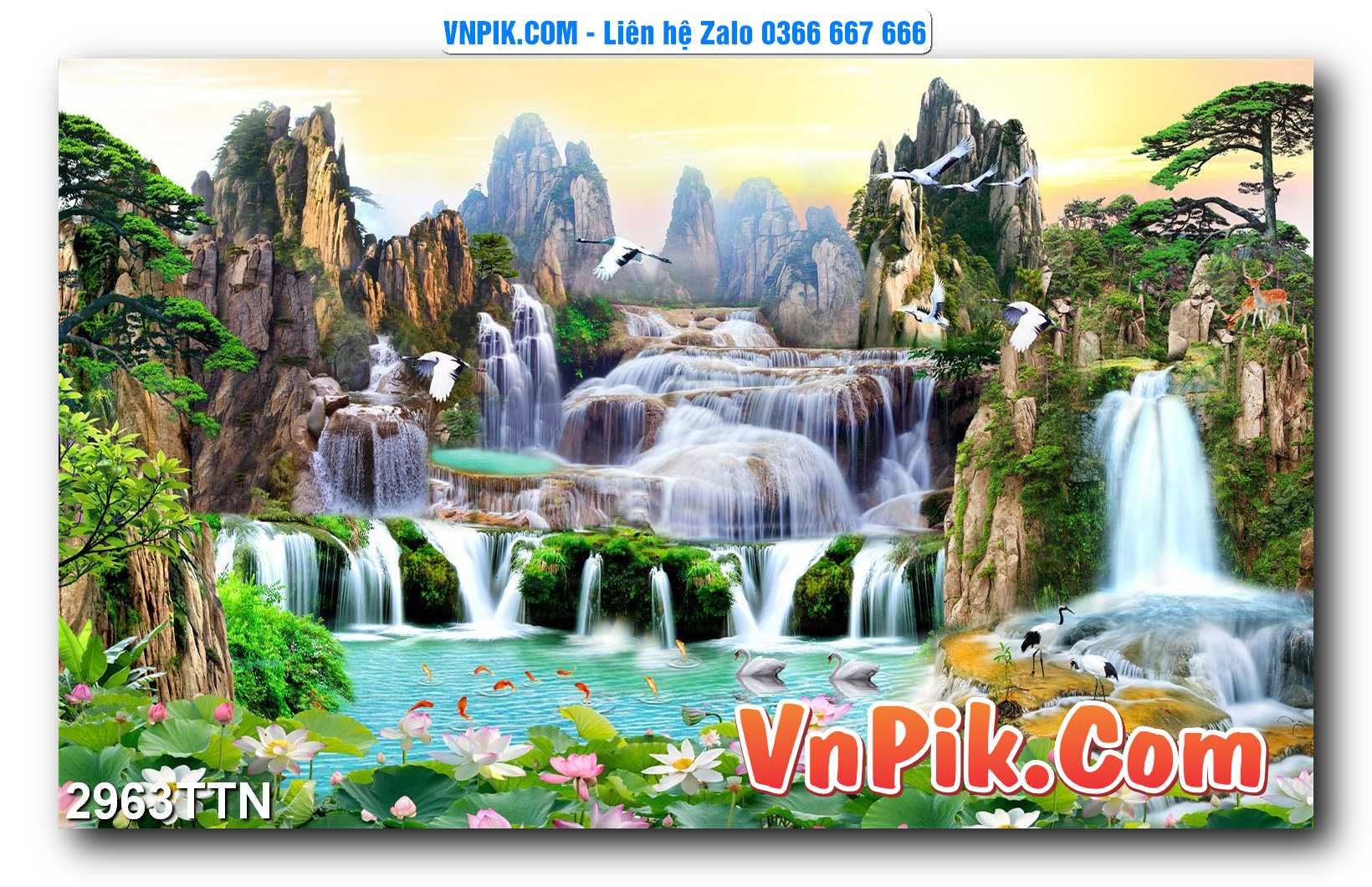Tranh thác nước – Tranh phong thủy – Tranh treo tường mã 2963TTN