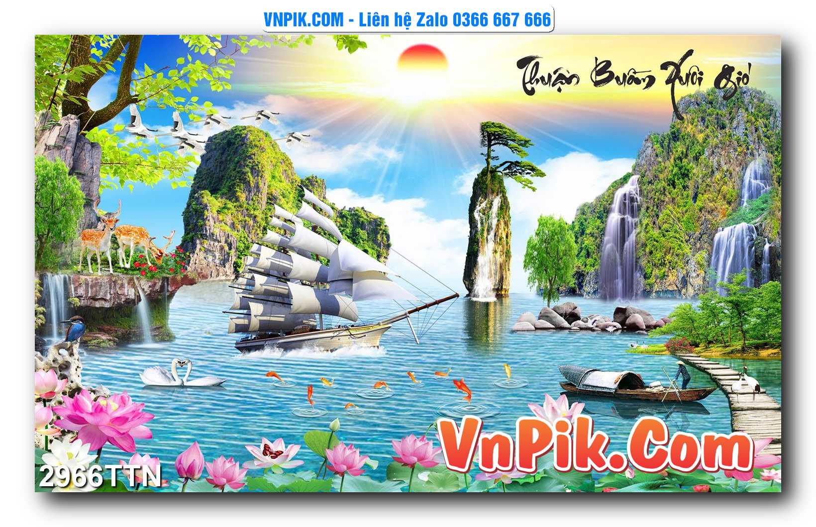 Tranh thác nước – Tranh phong thủy – Tranh treo tường mã 2966TTN
