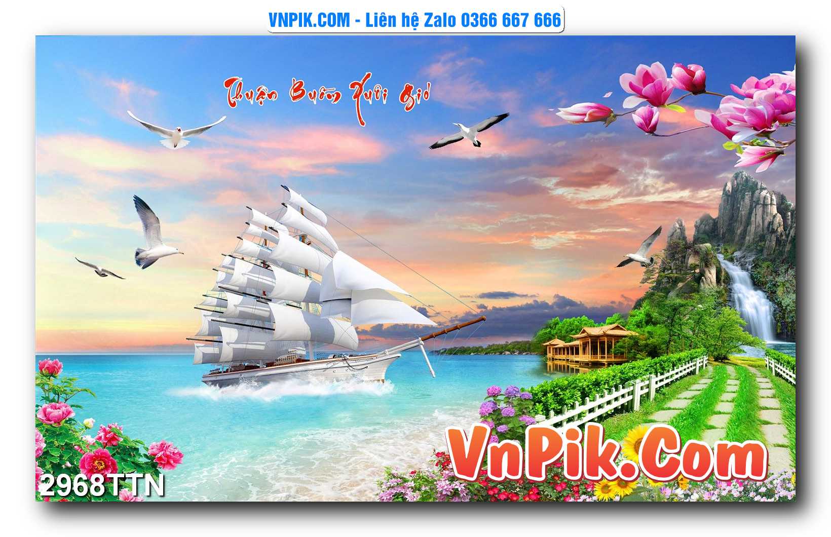 Tranh thác nước – Tranh phong thủy – Tranh treo tường mã 2968TTN