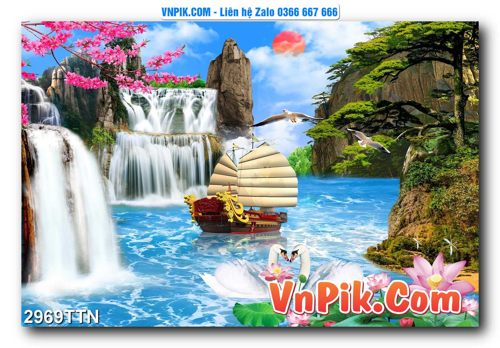 Tranh thác nước – Tranh phong thủy – Tranh treo tường mã 2969TTN