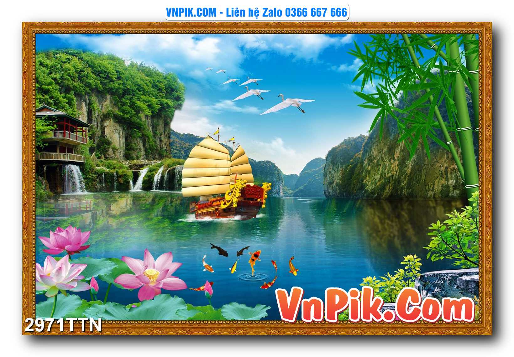 Tranh thác nước – Tranh phong thủy – Tranh treo tường mã 2971TTN