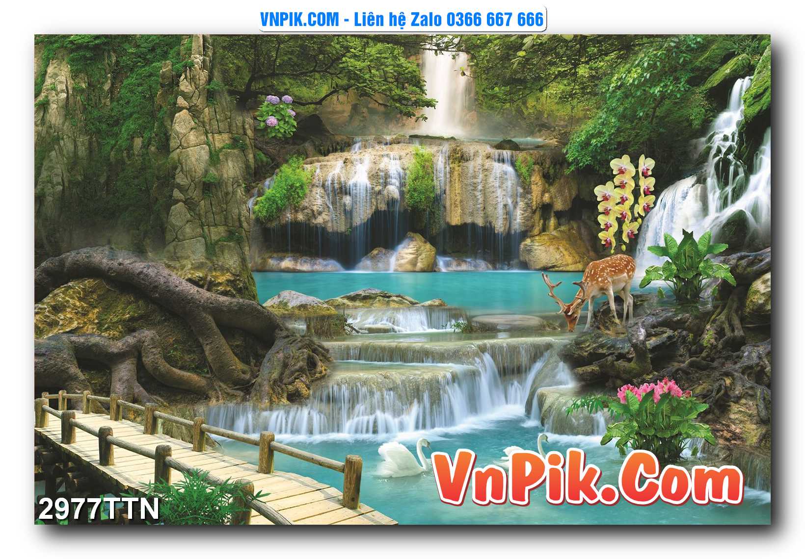 Tranh thác nước – Tranh phong thủy – Tranh treo tường mã 2977TTN