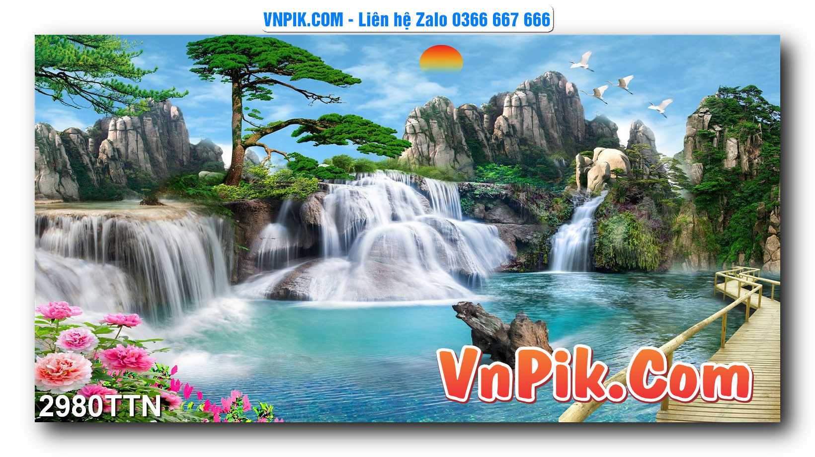 Tranh thác nước – Tranh phong thủy – Tranh treo tường mã 2980TTN