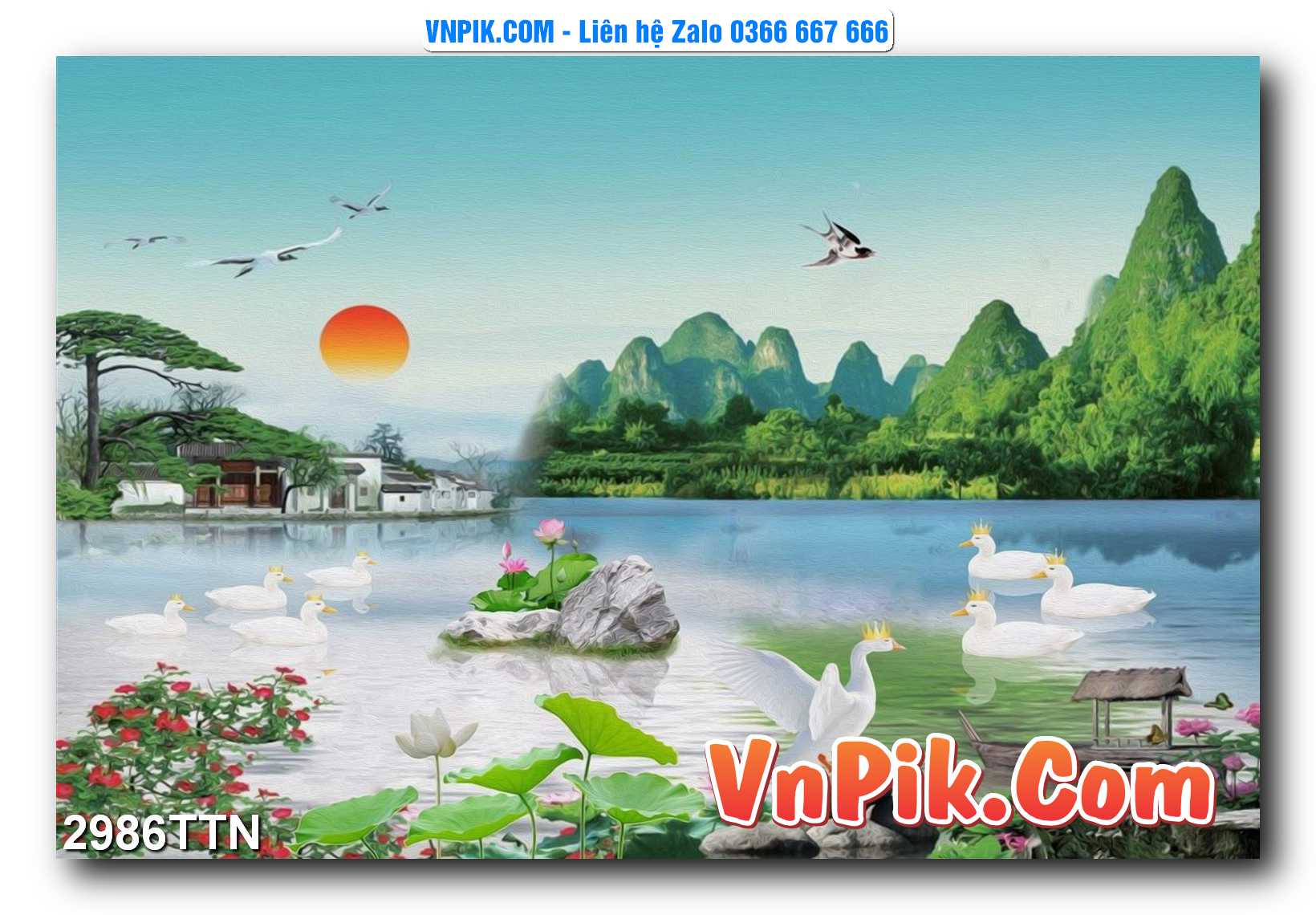 Tranh thác nước – Tranh phong thủy – Tranh treo tường mã 2986TTN