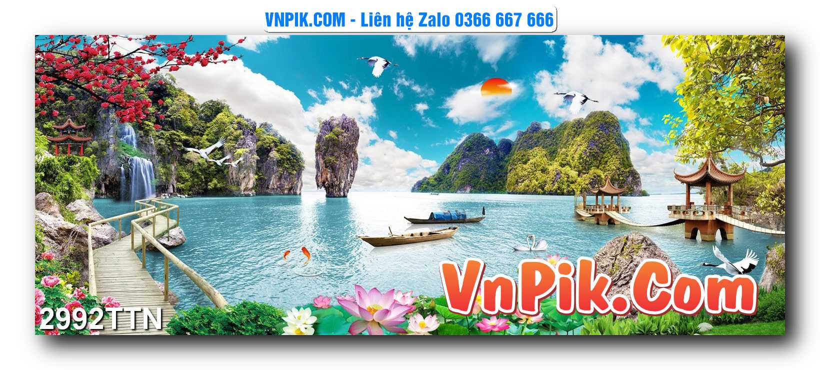 Tranh thác nước – Tranh phong thủy – Tranh treo tường mã 2992TTN