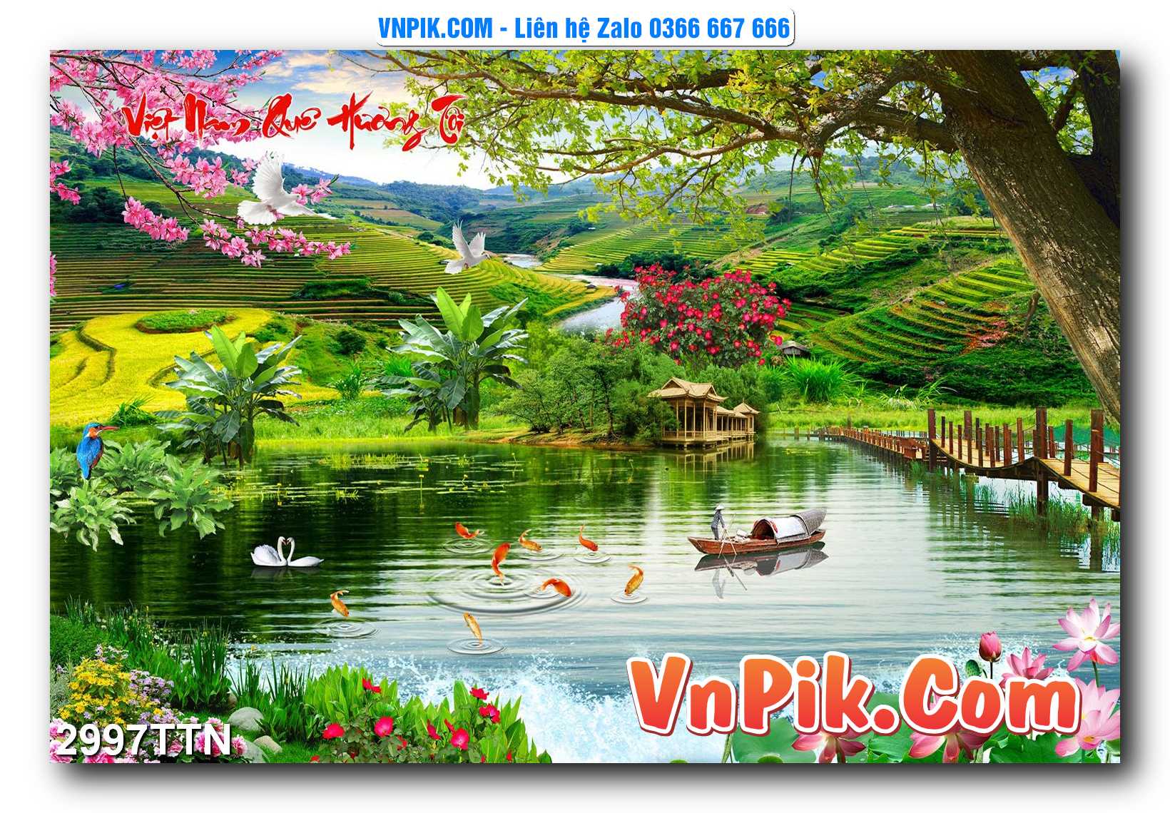 Tranh thác nước – Tranh phong thủy – Tranh treo tường mã 2997TTN