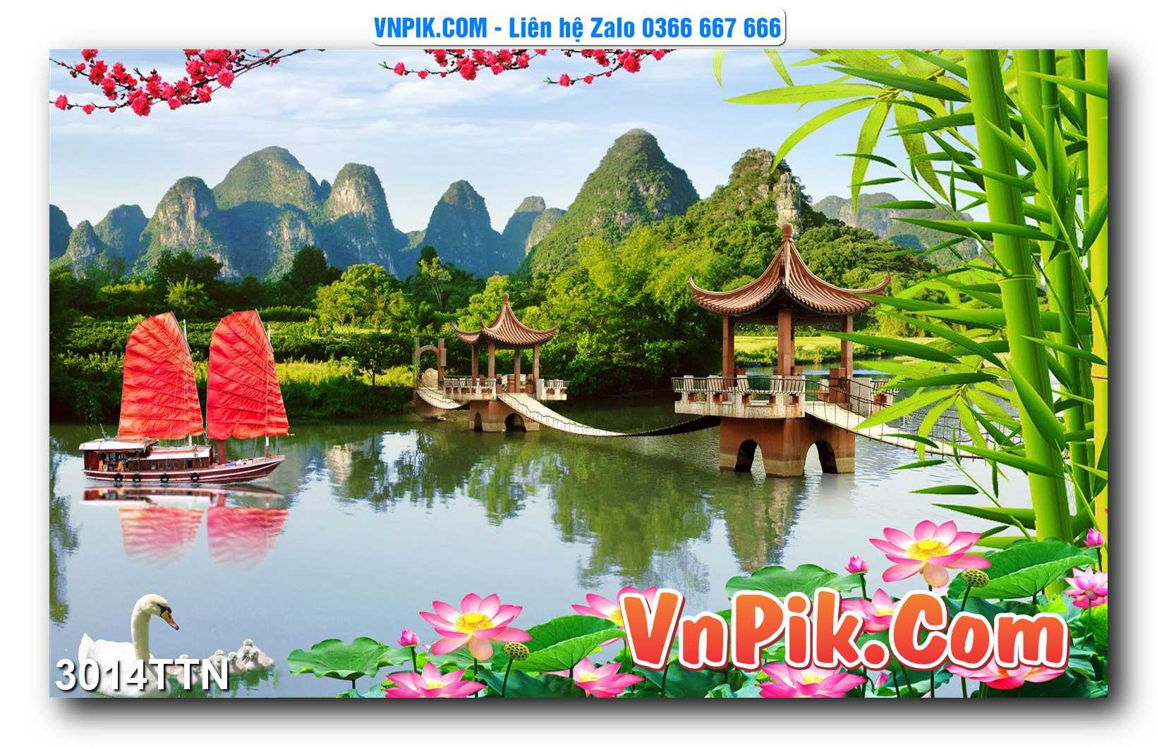 Tranh thác nước – Tranh phong thủy – Tranh treo tường mã 3014TTN