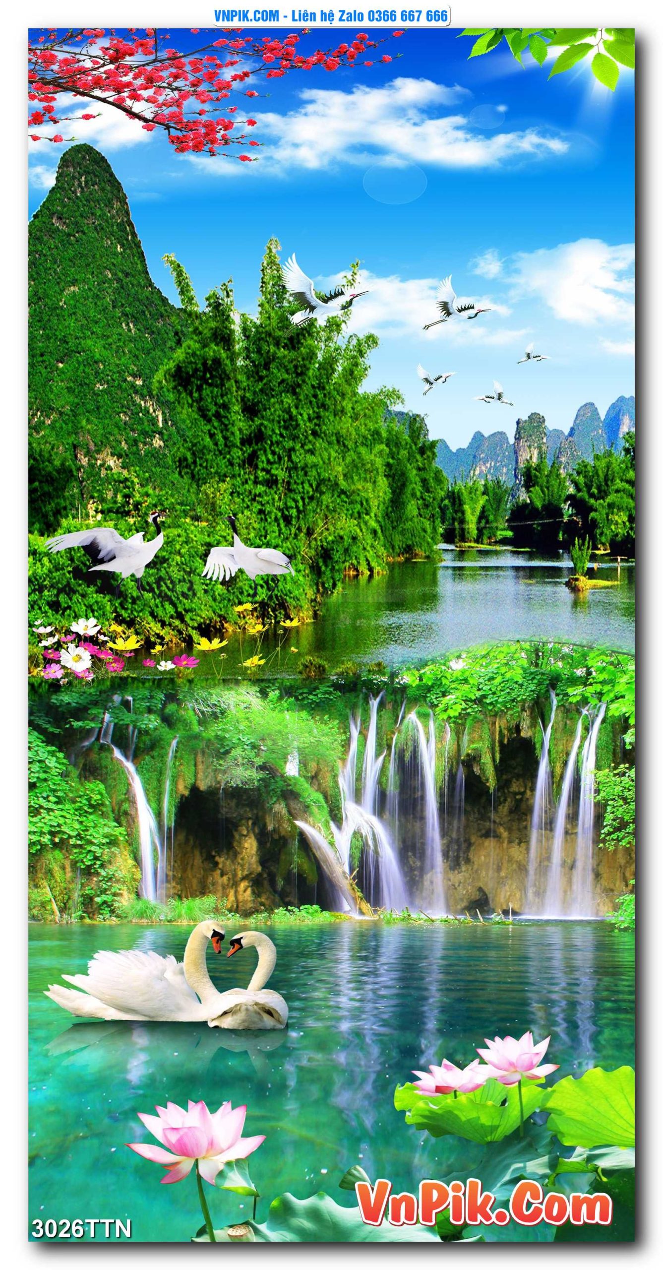 Tranh thác nước – Tranh phong thủy – Tranh treo tường mã 3026TTN