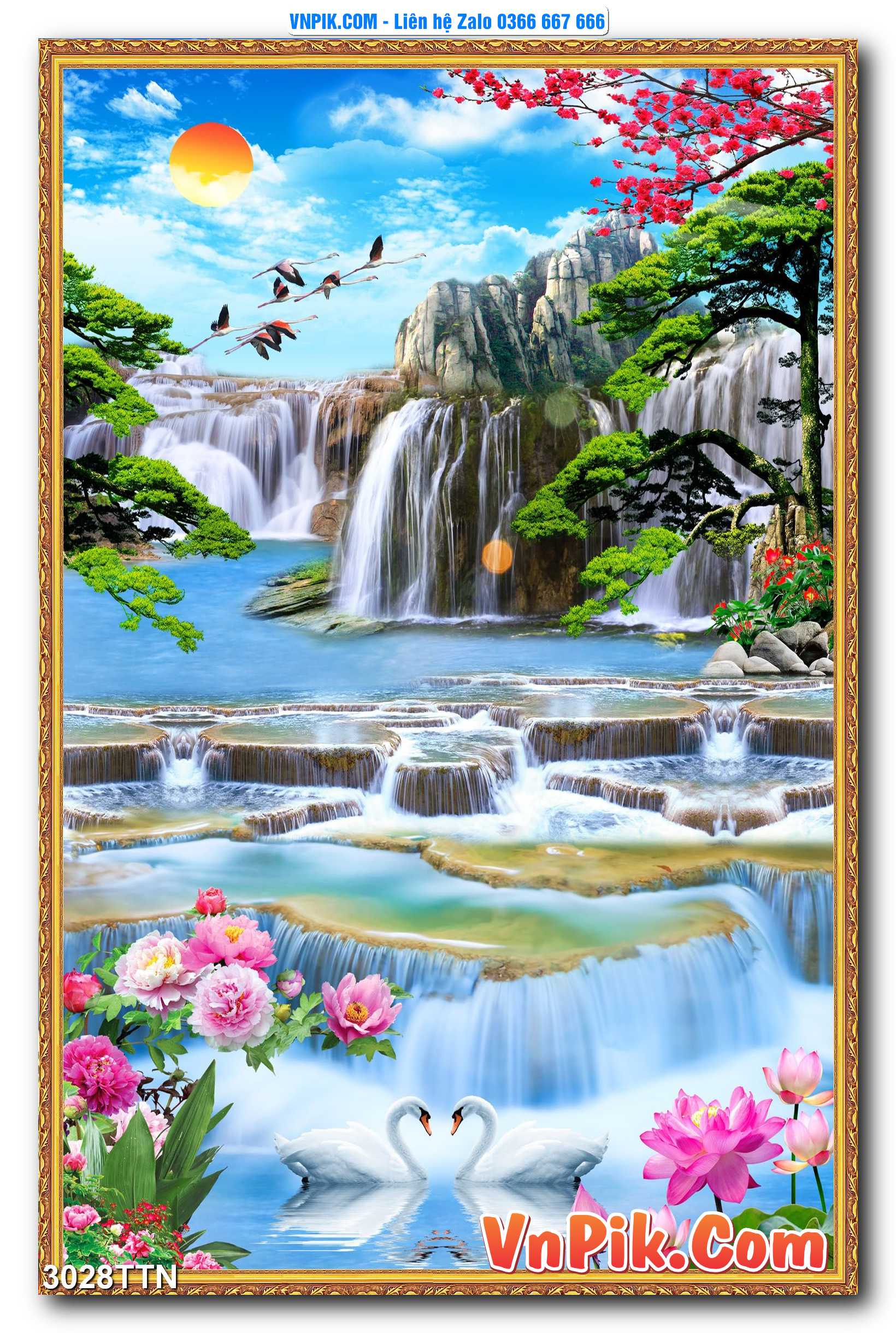 Tranh thác nước – Tranh phong thủy – Tranh treo tường mã 3028TTN