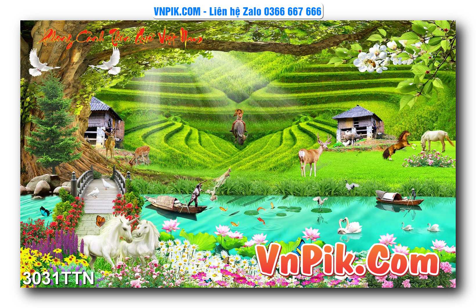 Tranh thác nước – Tranh phong thủy – Tranh treo tường mã 3031TTN