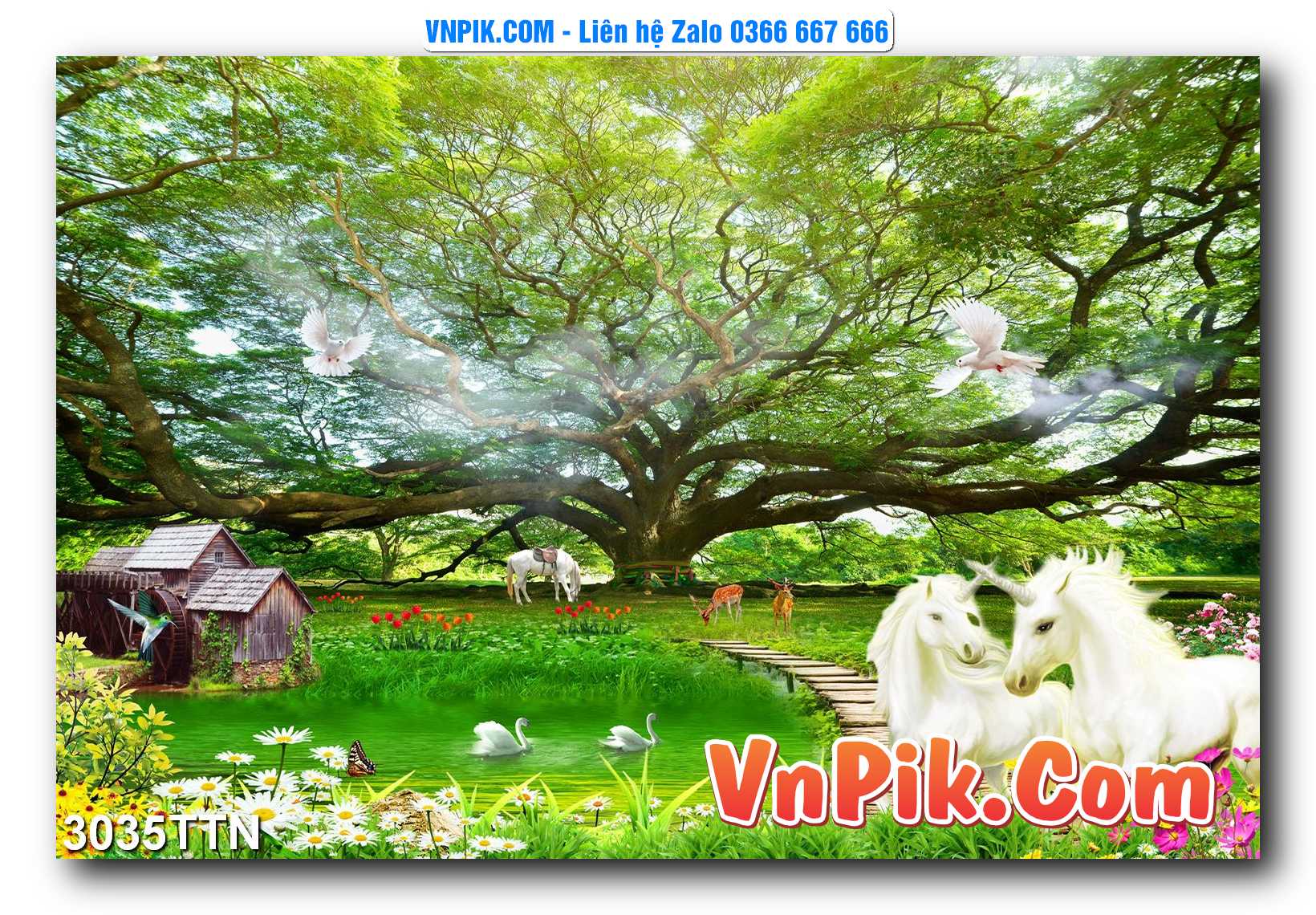 Tranh thác nước – Tranh phong thủy – Tranh treo tường mã 3035TTN