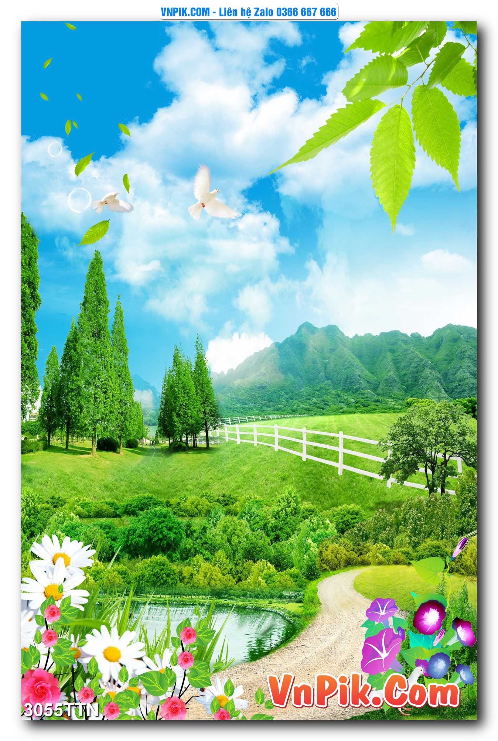 Tranh thác nước – Tranh phong thủy – Tranh treo tường mã 3055TTN