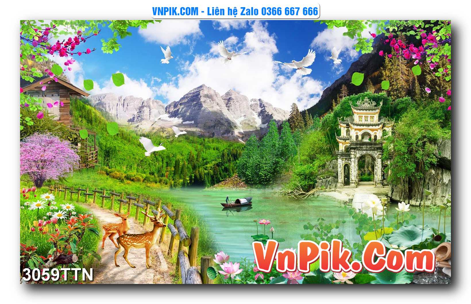 Tranh thác nước – Tranh phong thủy – Tranh treo tường mã 3059TTN