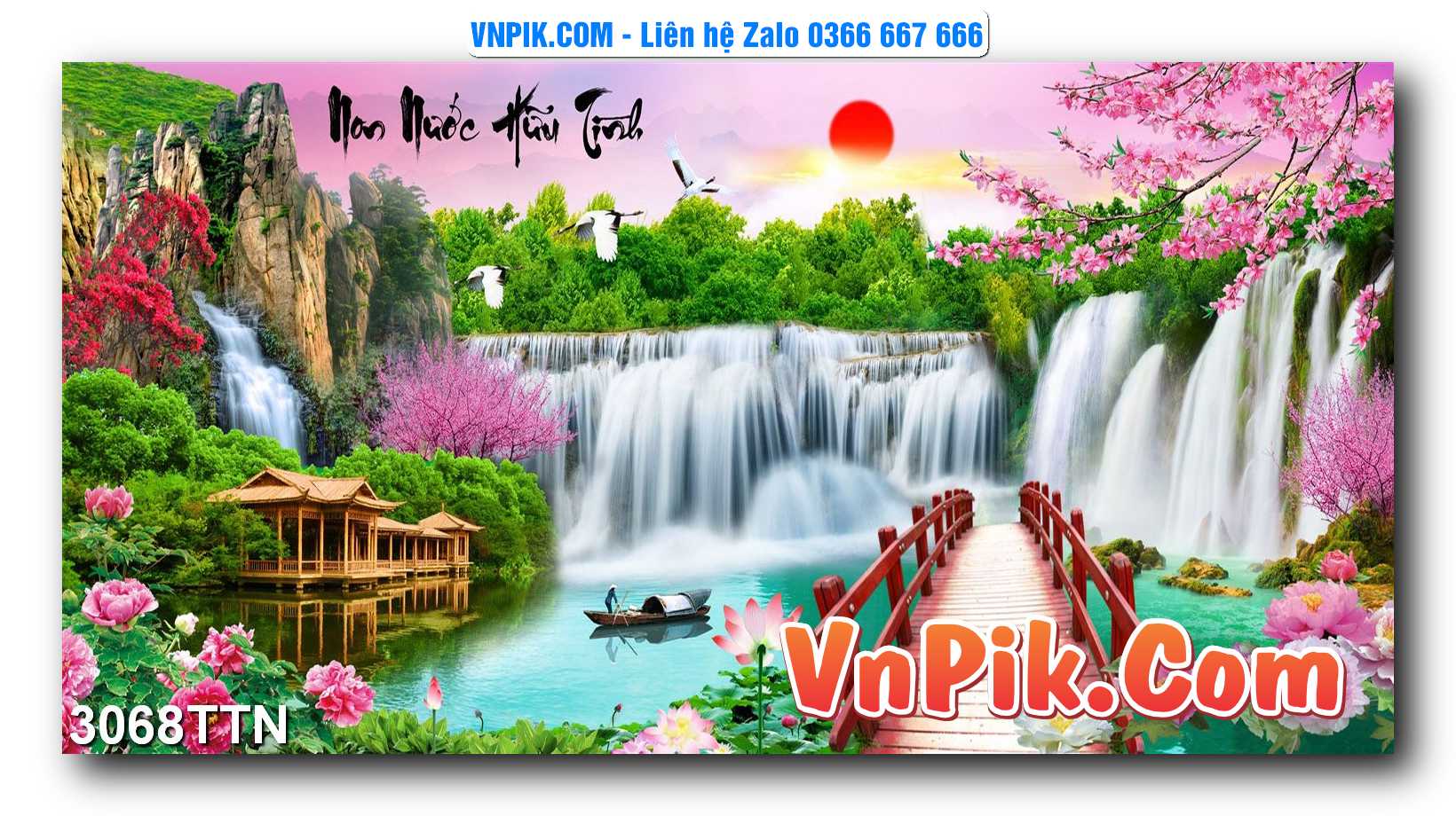 Tranh thác nước – Tranh phong thủy – Tranh treo tường mã 3068TTN