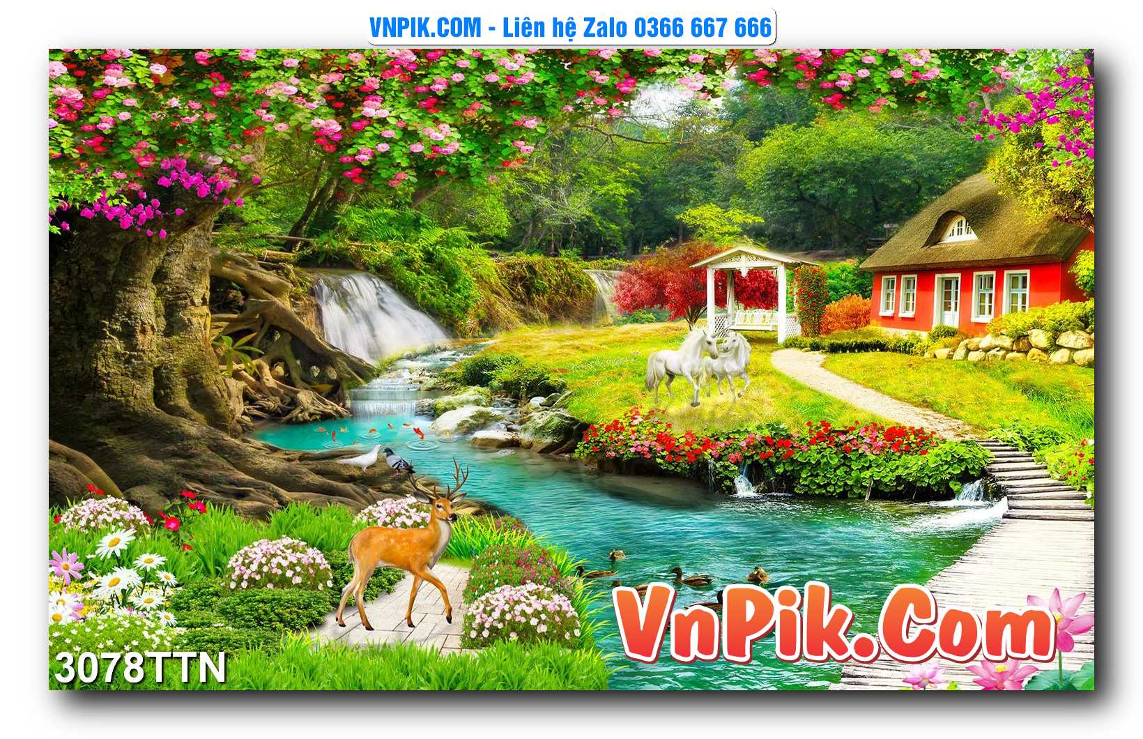 Tranh thác nước – Tranh phong thủy – Tranh treo tường mã 3078TTN