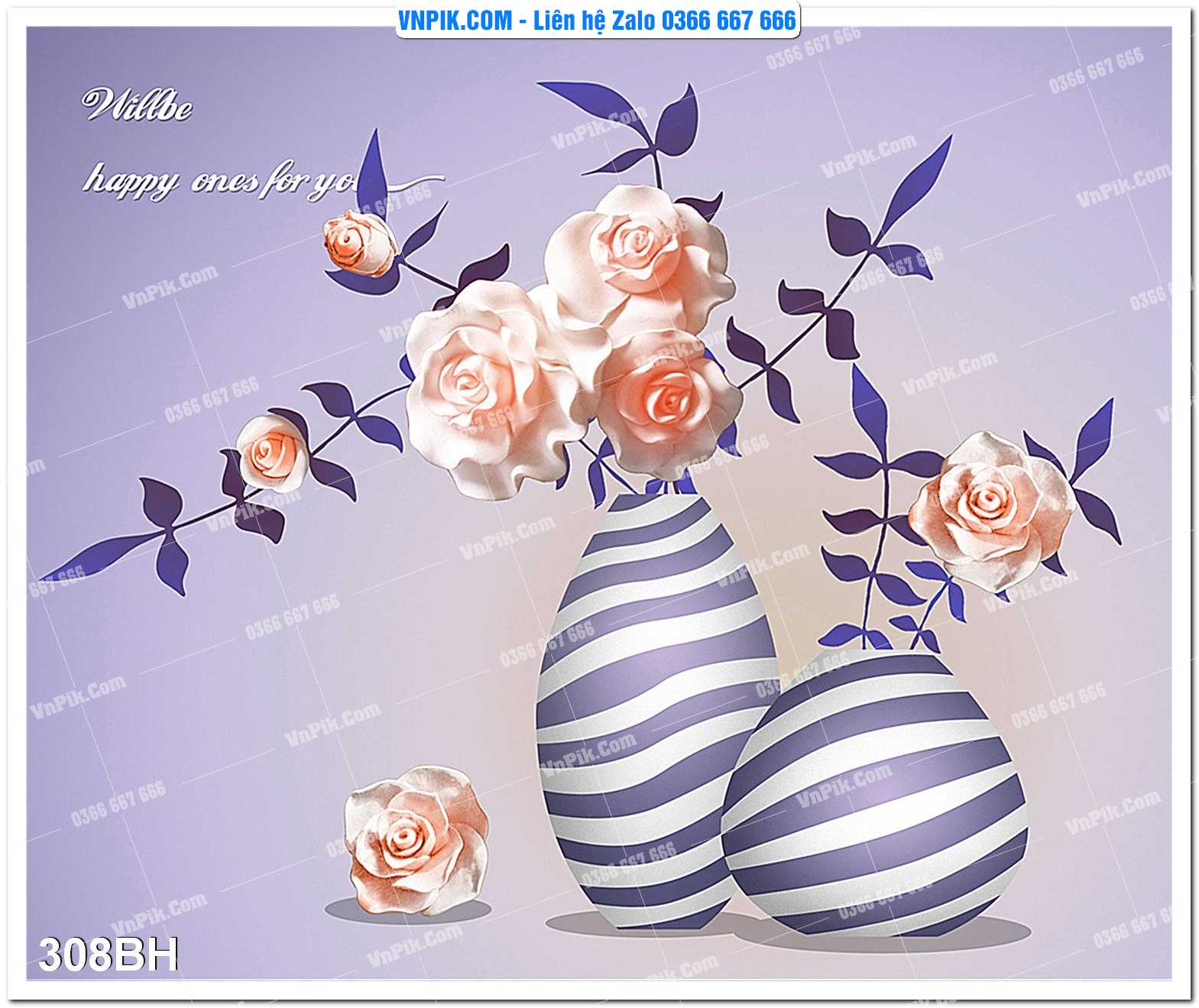 Tranh bình hoa nghệ thuật 308BH