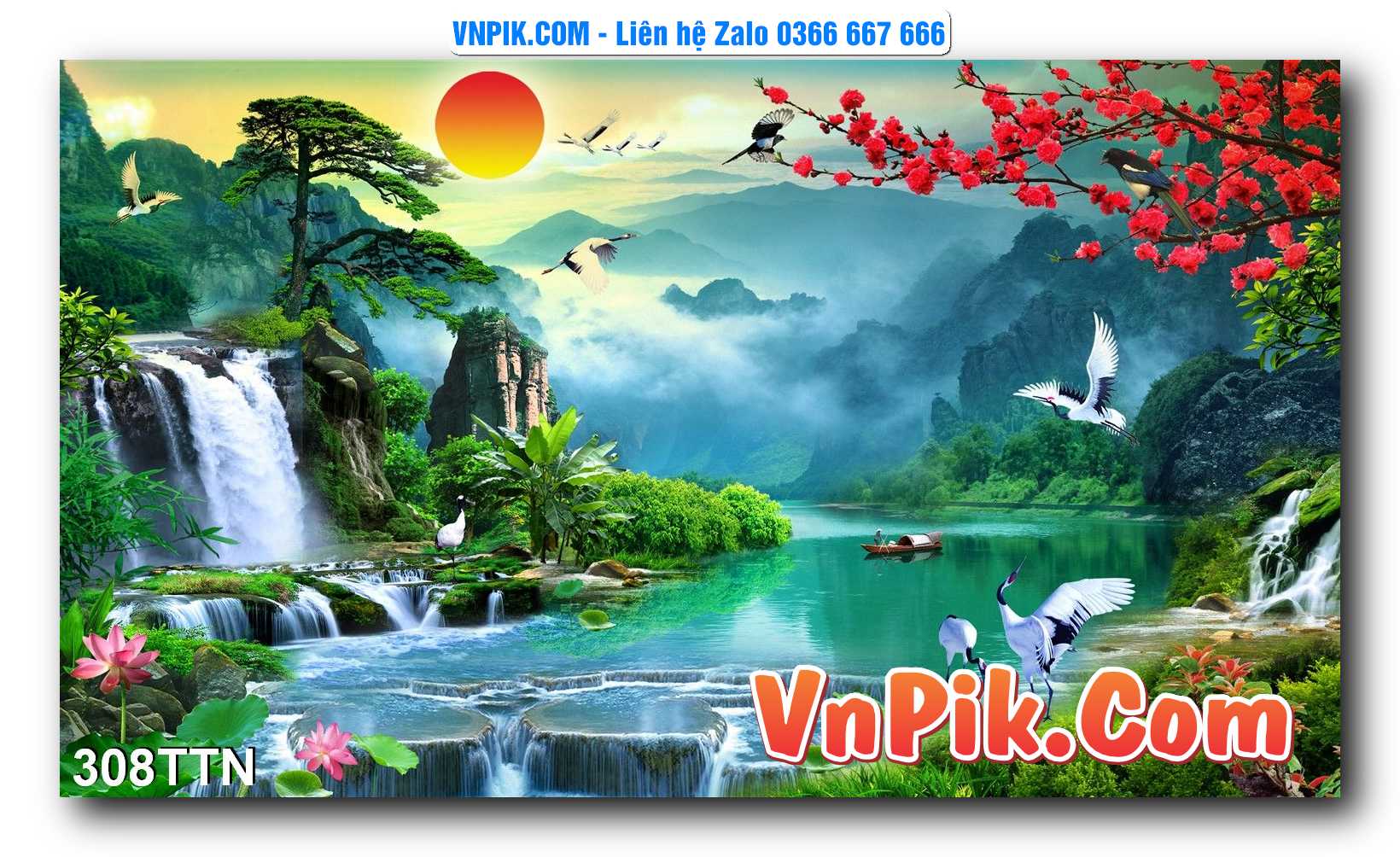 Tranh thác nước – Tranh phong thủy – Tranh treo tường mã 308TTN
