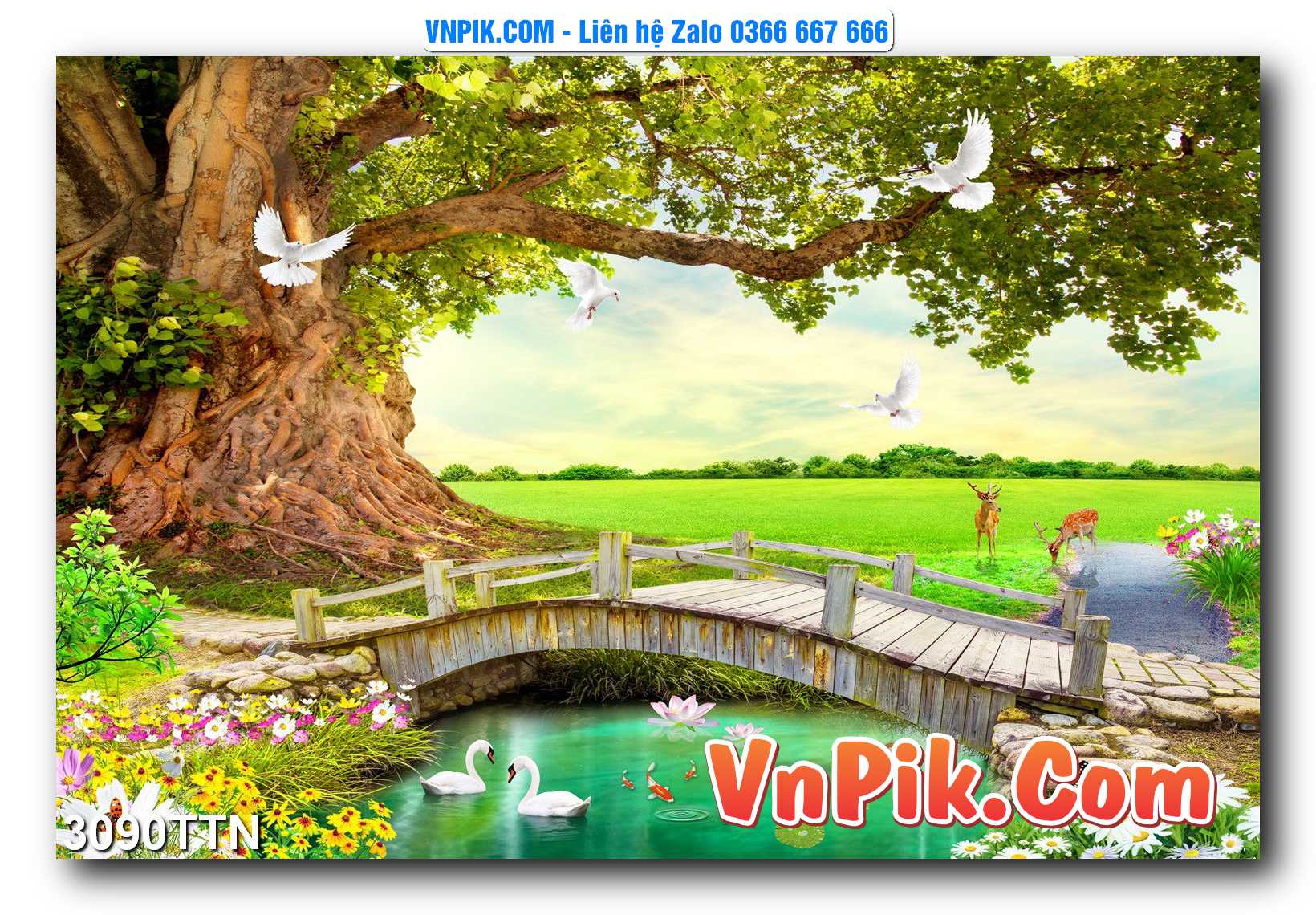 Tranh thác nước – Tranh phong thủy – Tranh treo tường mã 3090TTN