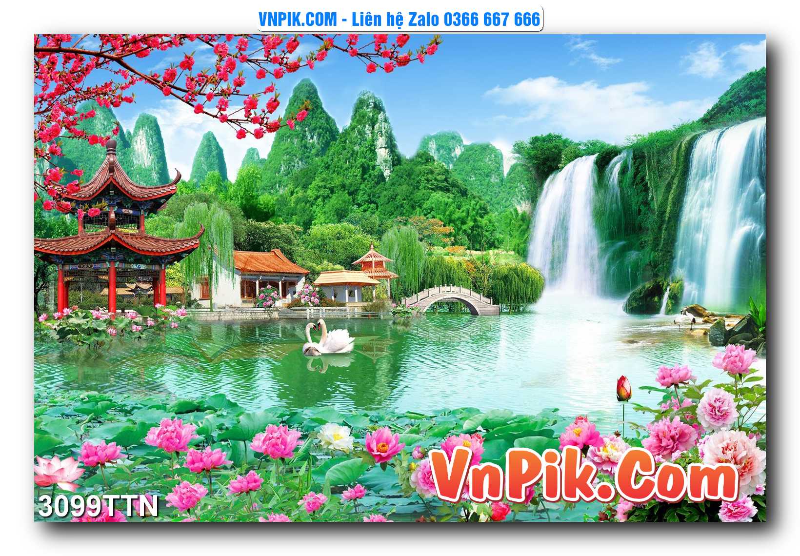 Tranh thác nước – Tranh phong thủy – Tranh treo tường mã 3099TTN