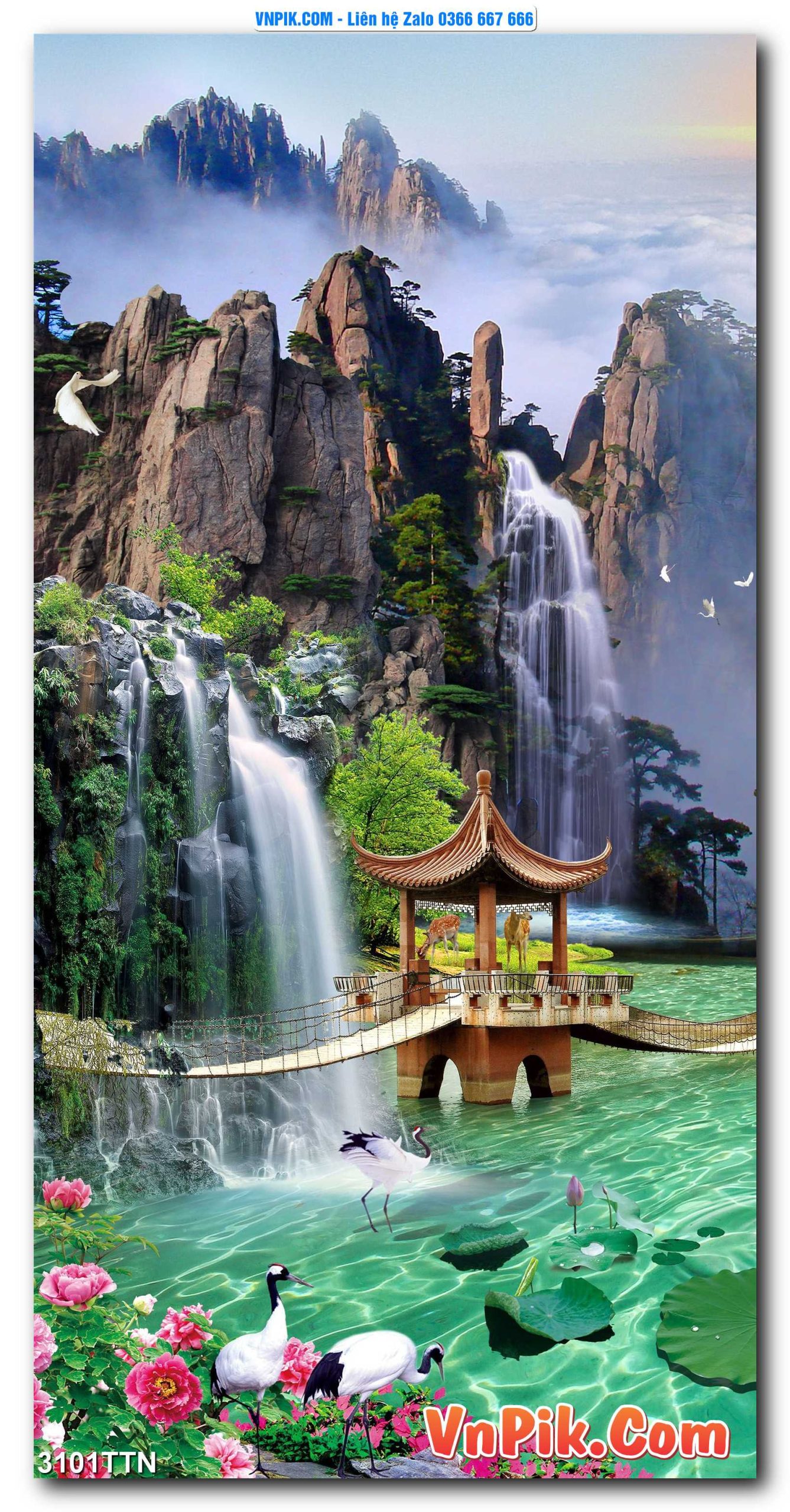 Tranh thác nước – Tranh phong thủy – Tranh treo tường mã 3101TTN