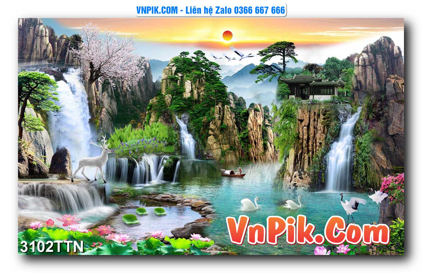 Tranh thác nước – Tranh phong thủy – Tranh treo tường mã 3102TTN