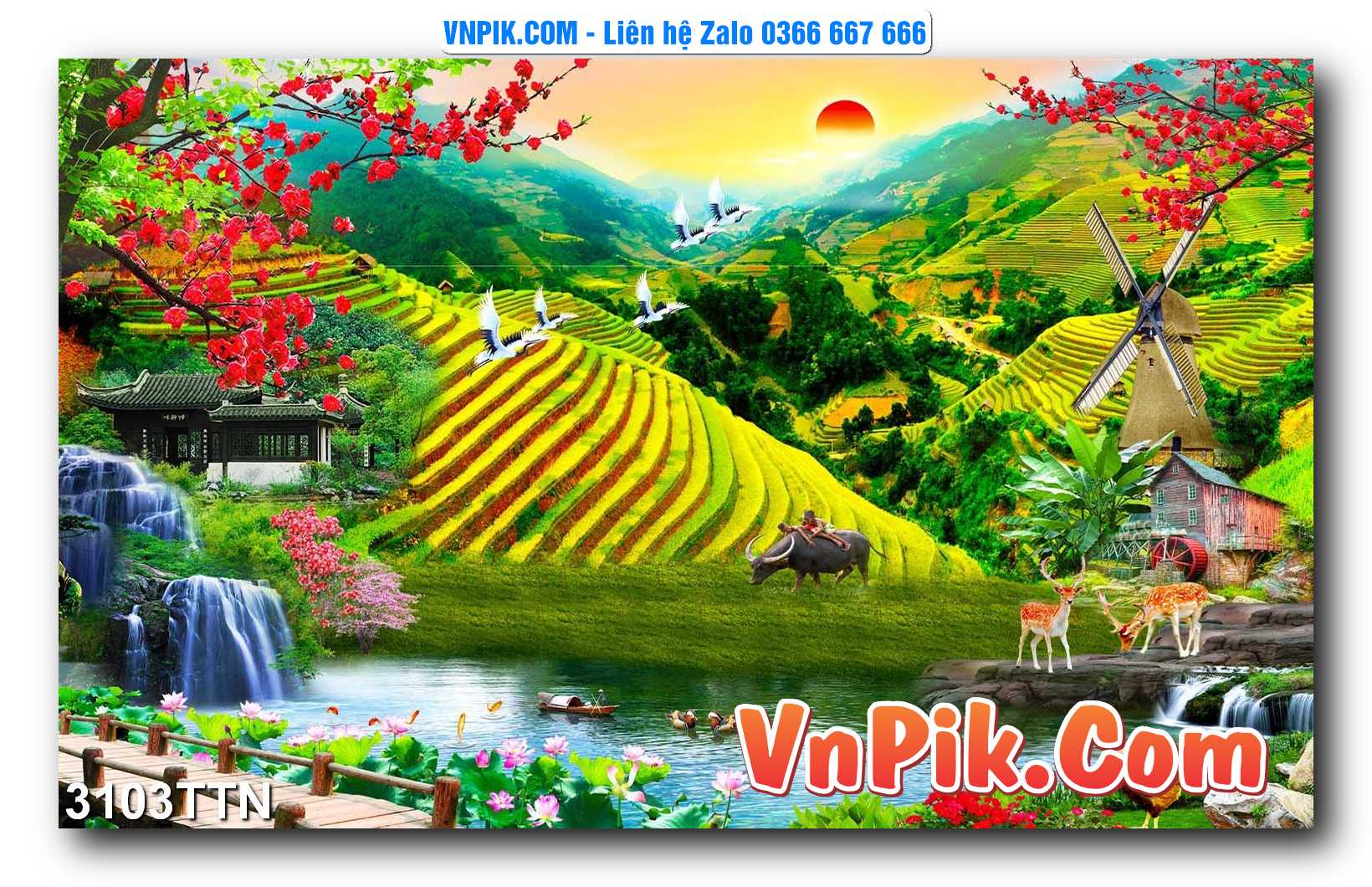 Tranh thác nước – Tranh phong thủy – Tranh treo tường mã 3103TTN