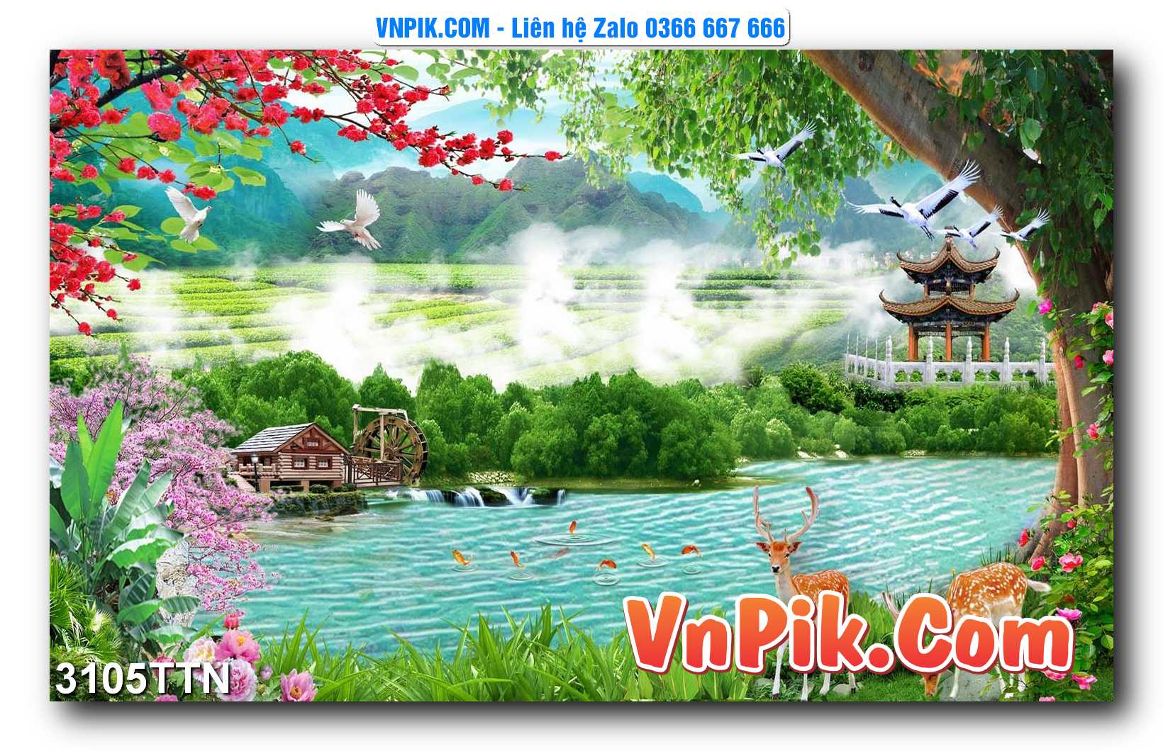 Tranh thác nước – Tranh phong thủy – Tranh treo tường mã 3105TTN