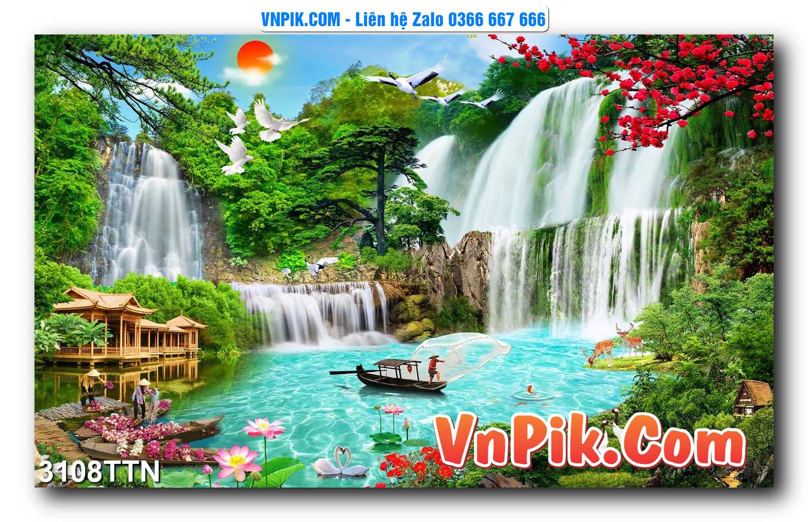 Tranh thác nước – Tranh phong thủy – Tranh treo tường mã 3108TTN