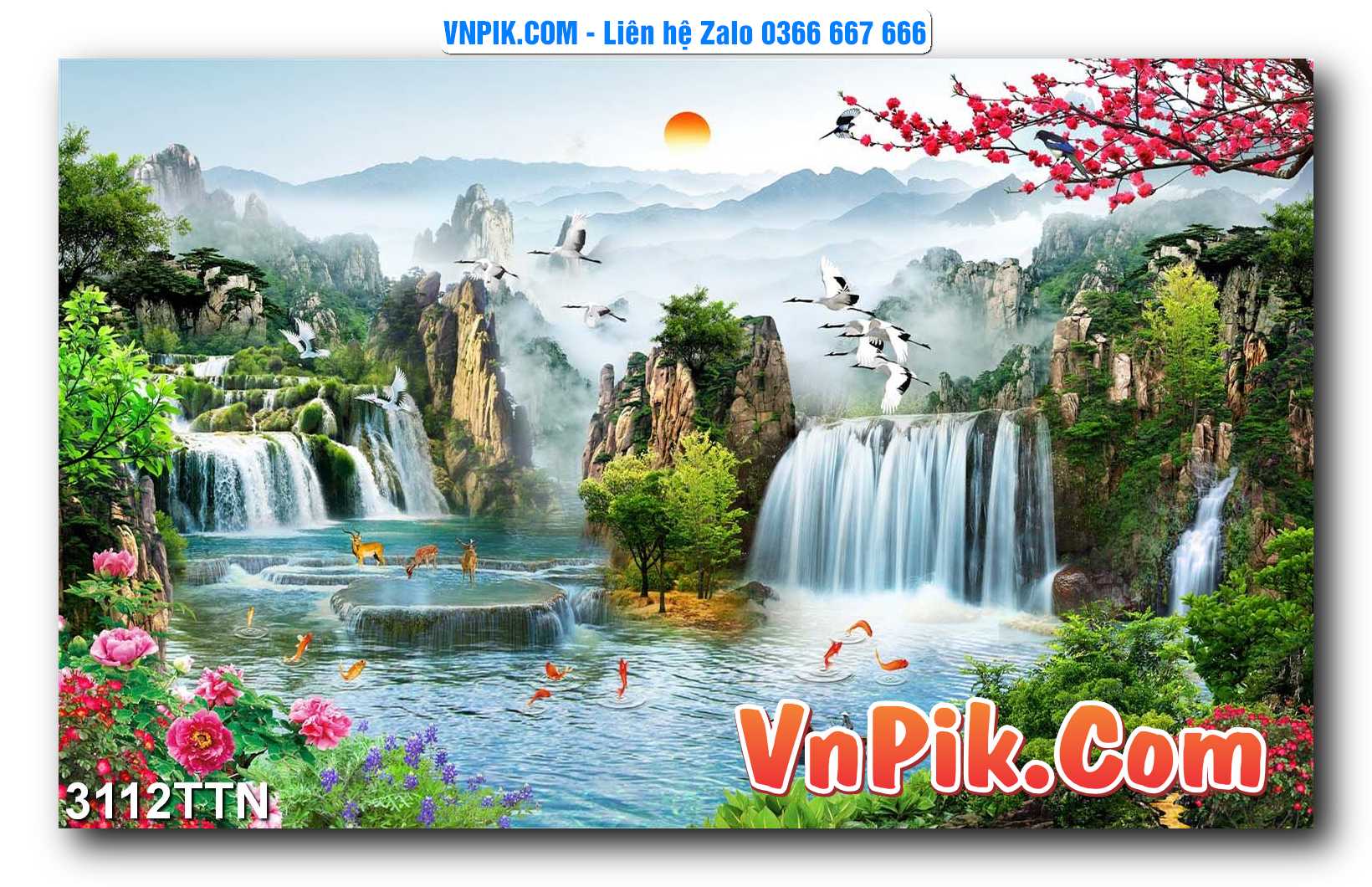 Tranh thác nước – Tranh phong thủy – Tranh treo tường mã 3112TTN