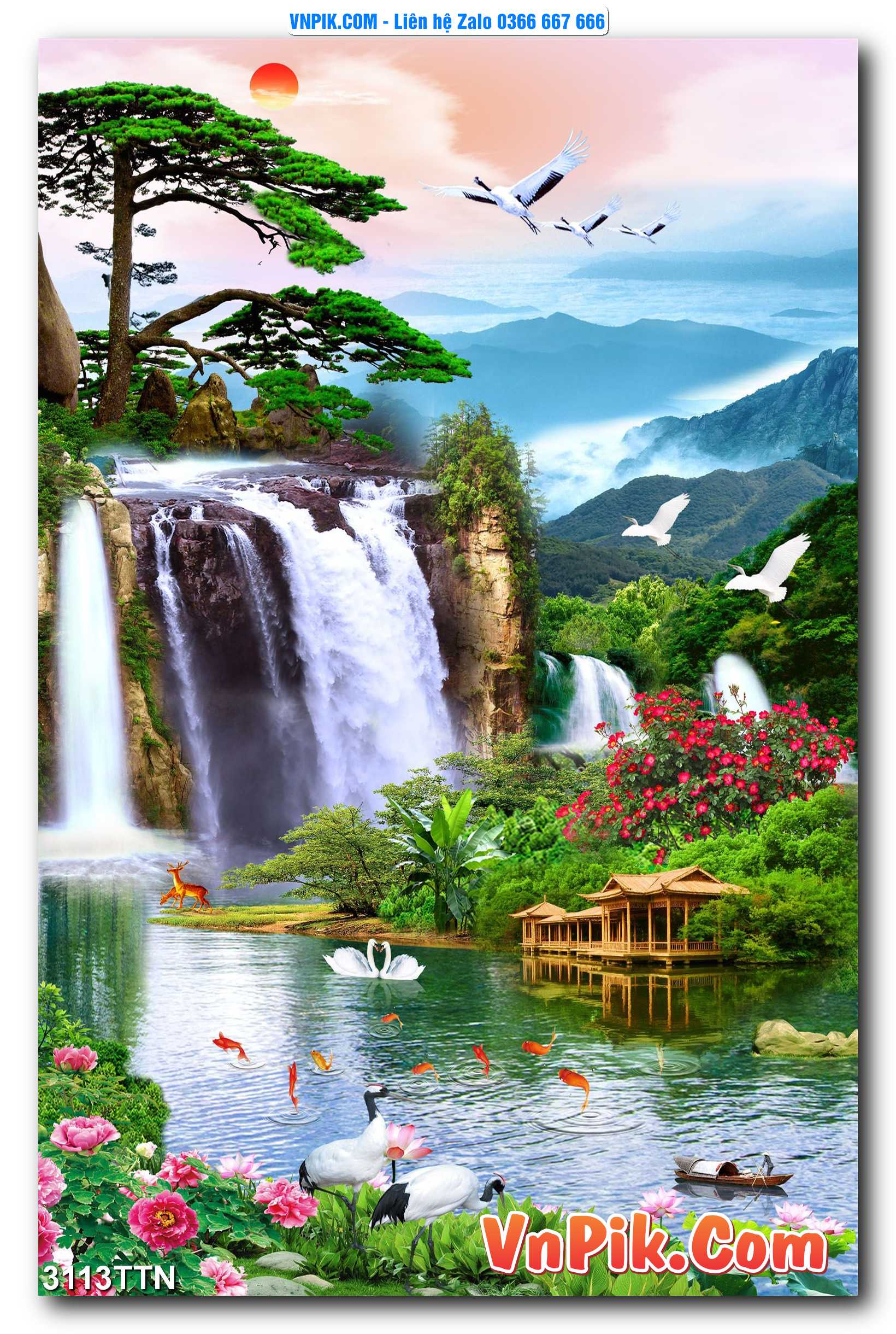 Tranh thác nước – Tranh phong thủy – Tranh treo tường mã 3113TTN