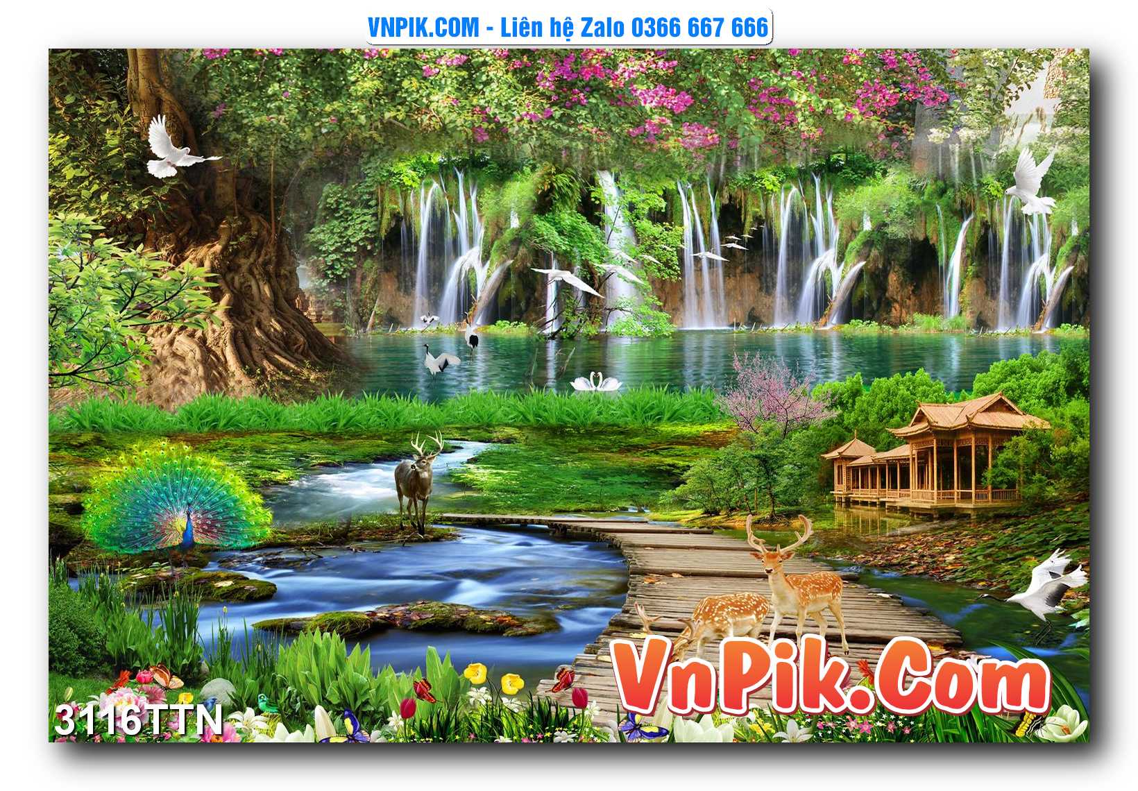 Tranh thác nước – Tranh phong thủy – Tranh treo tường mã 3116TTN