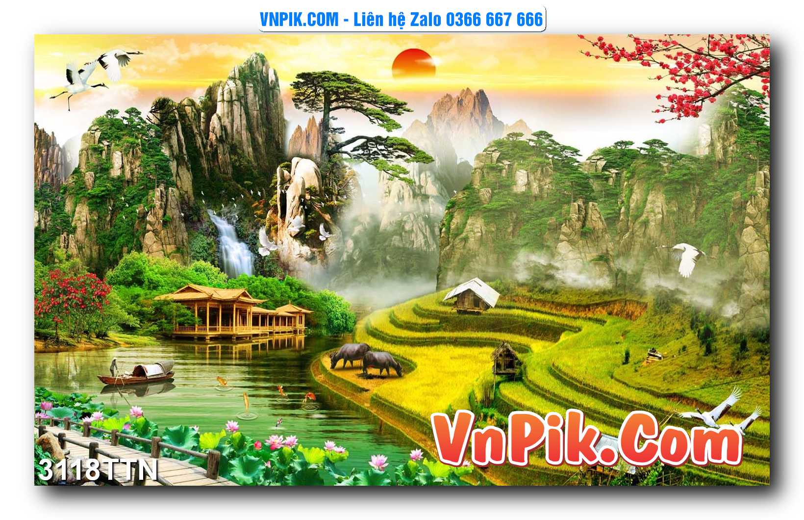 Tranh thác nước – Tranh phong thủy – Tranh treo tường mã 3118TTN