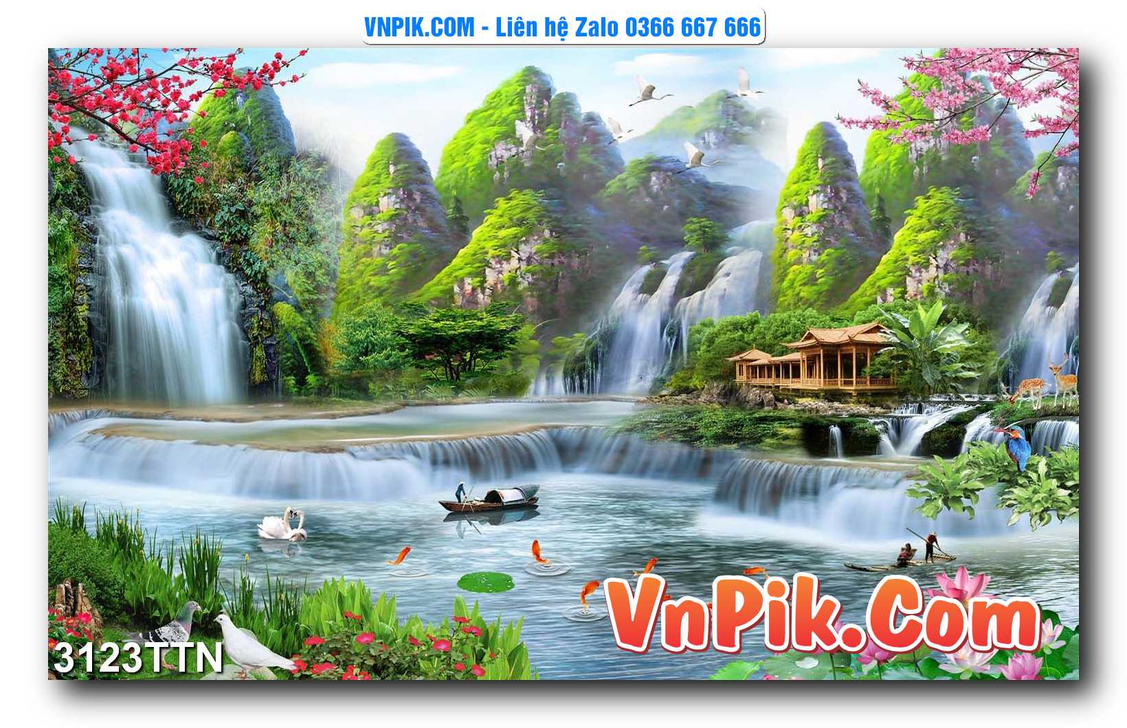 Tranh thác nước – Tranh phong thủy – Tranh treo tường mã 3123TTN