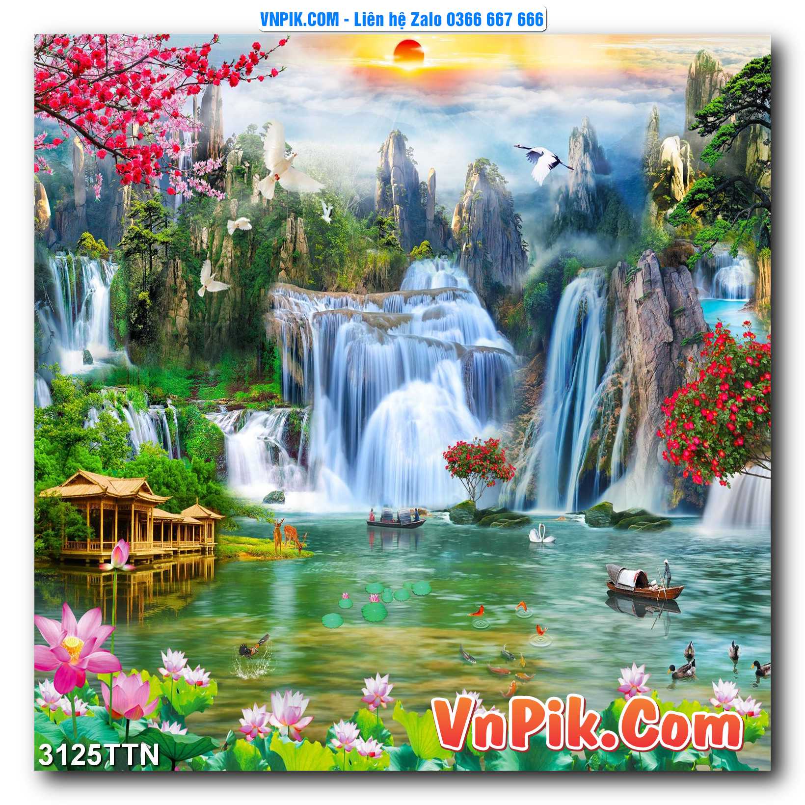Tranh thác nước – Tranh phong thủy – Tranh treo tường mã 3125TTN